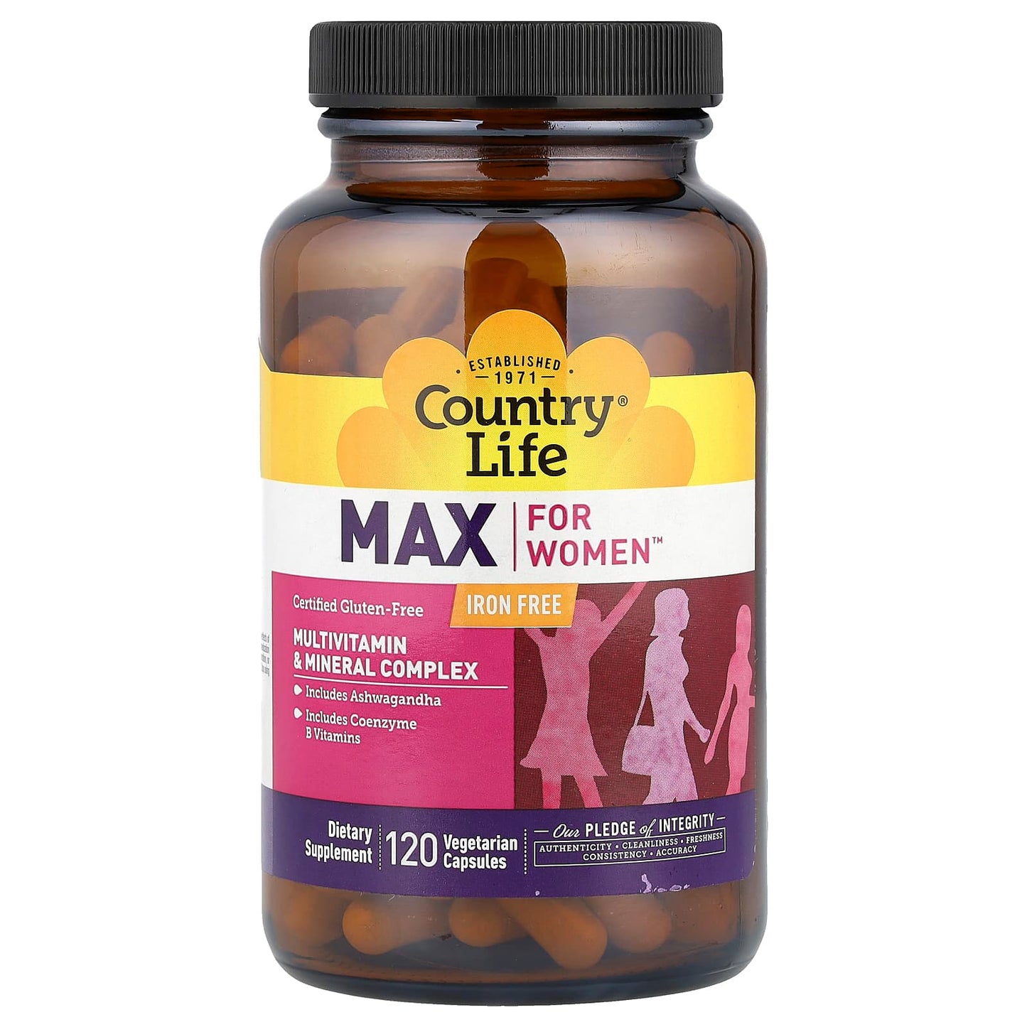 Country Life Max for Women Multivitamin Complex - Iron Free, 120 Capsules - Image 1