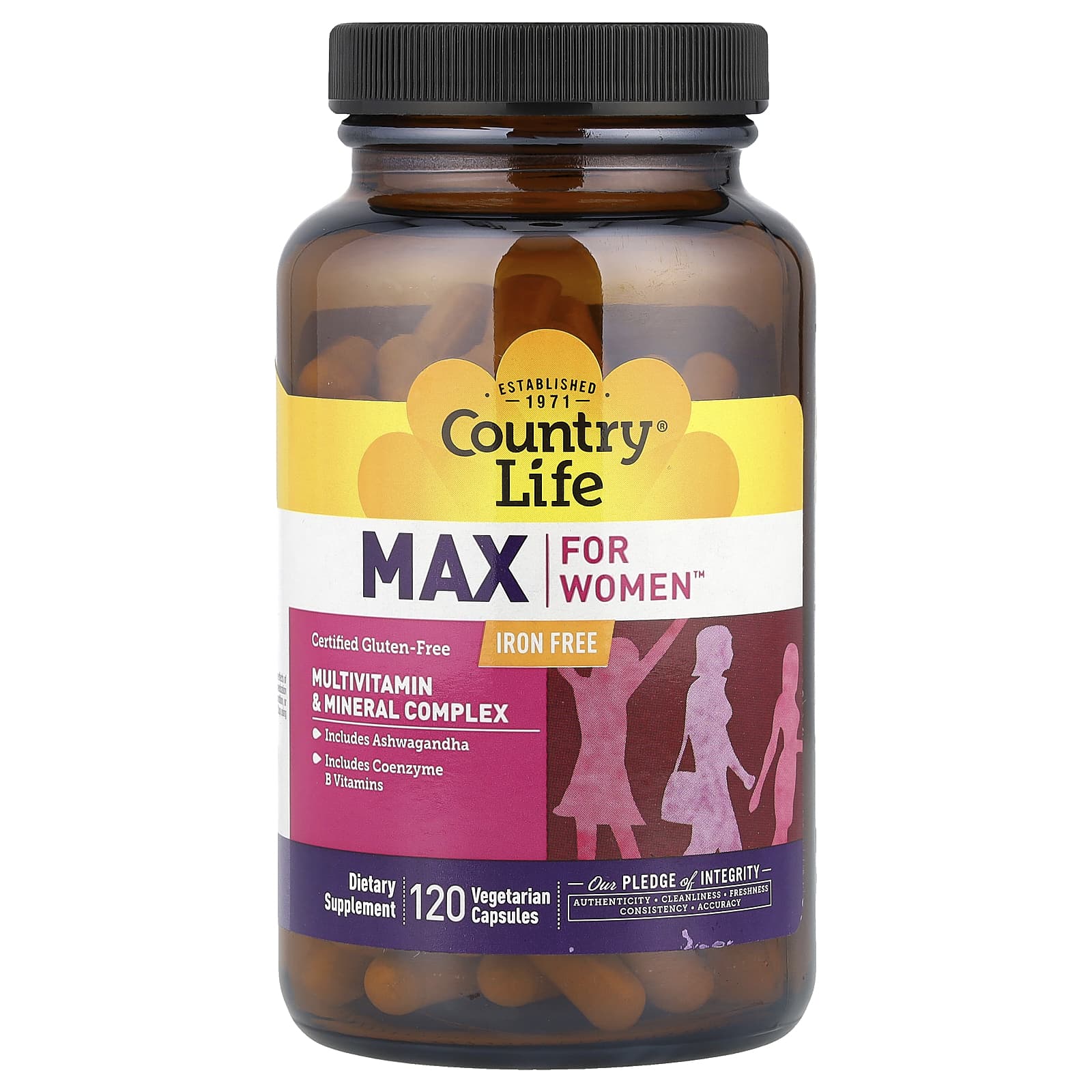 Country Life Max for Women Multivitamin Complex - Iron Free, 120 Capsules - Image 1