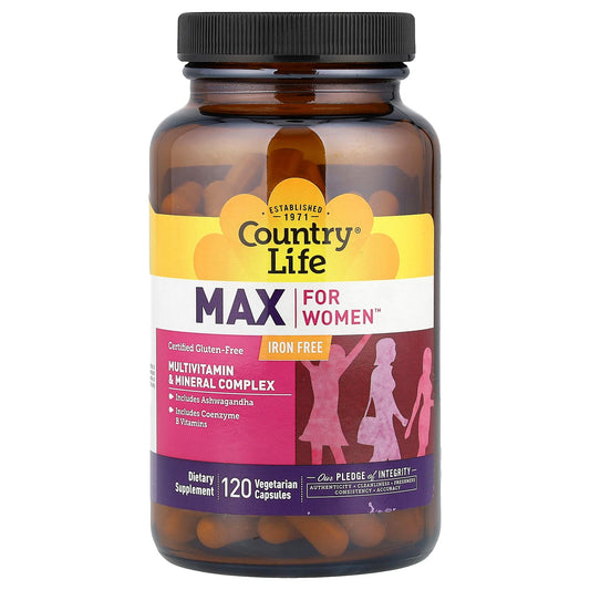 Country Life Max for Women Multivitamin Complex - Iron Free, 120 Capsules - Image 1
