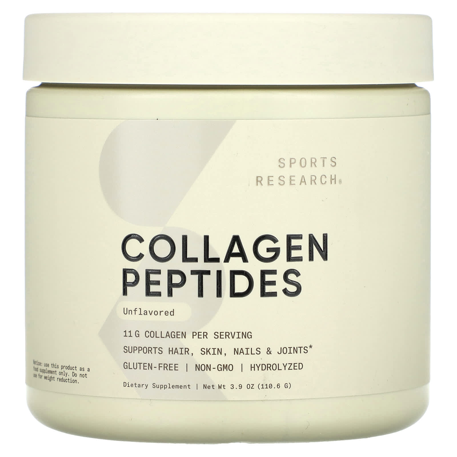 Sports Research, Collagen Peptides,  Unflavored, 3.9 oz (110.6 g) - Image 1