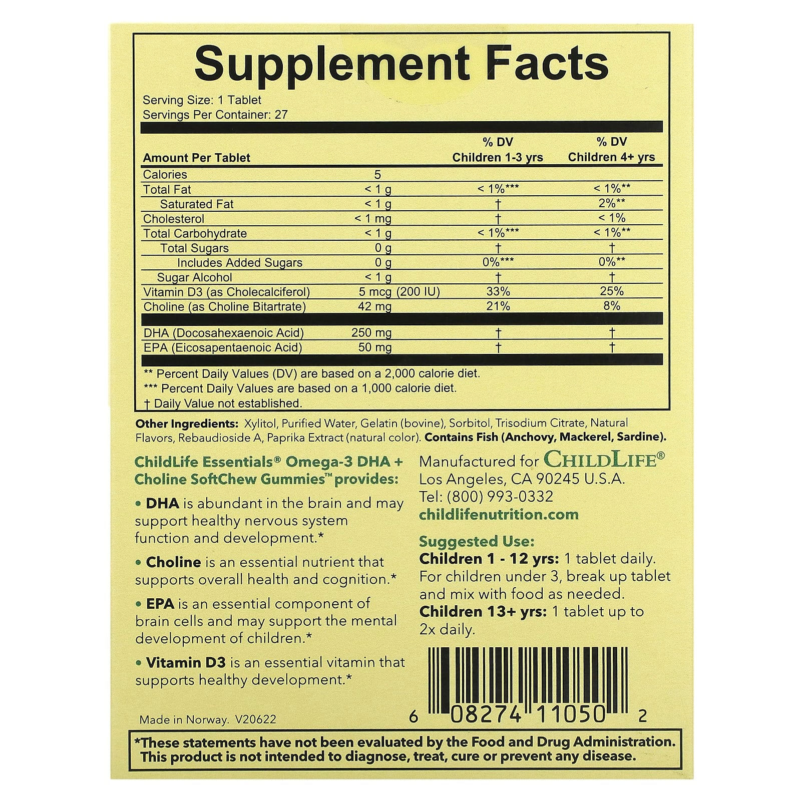 ChildLife Omega-3 DHA + Choline SoftChew Gummies for Kids - Image 2