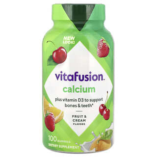 VitaFusion Calcium + D3 Gummies, 500mg, 100 Count, Fruit & Cream Flavors