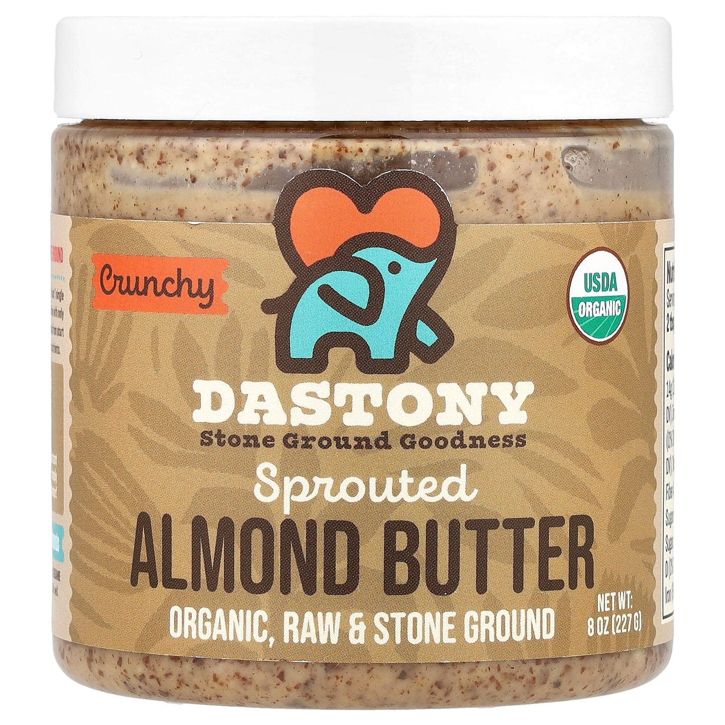 USDA Organic Sprouted Almond Butter by Dastony, 8 oz (227 g) - Image 1