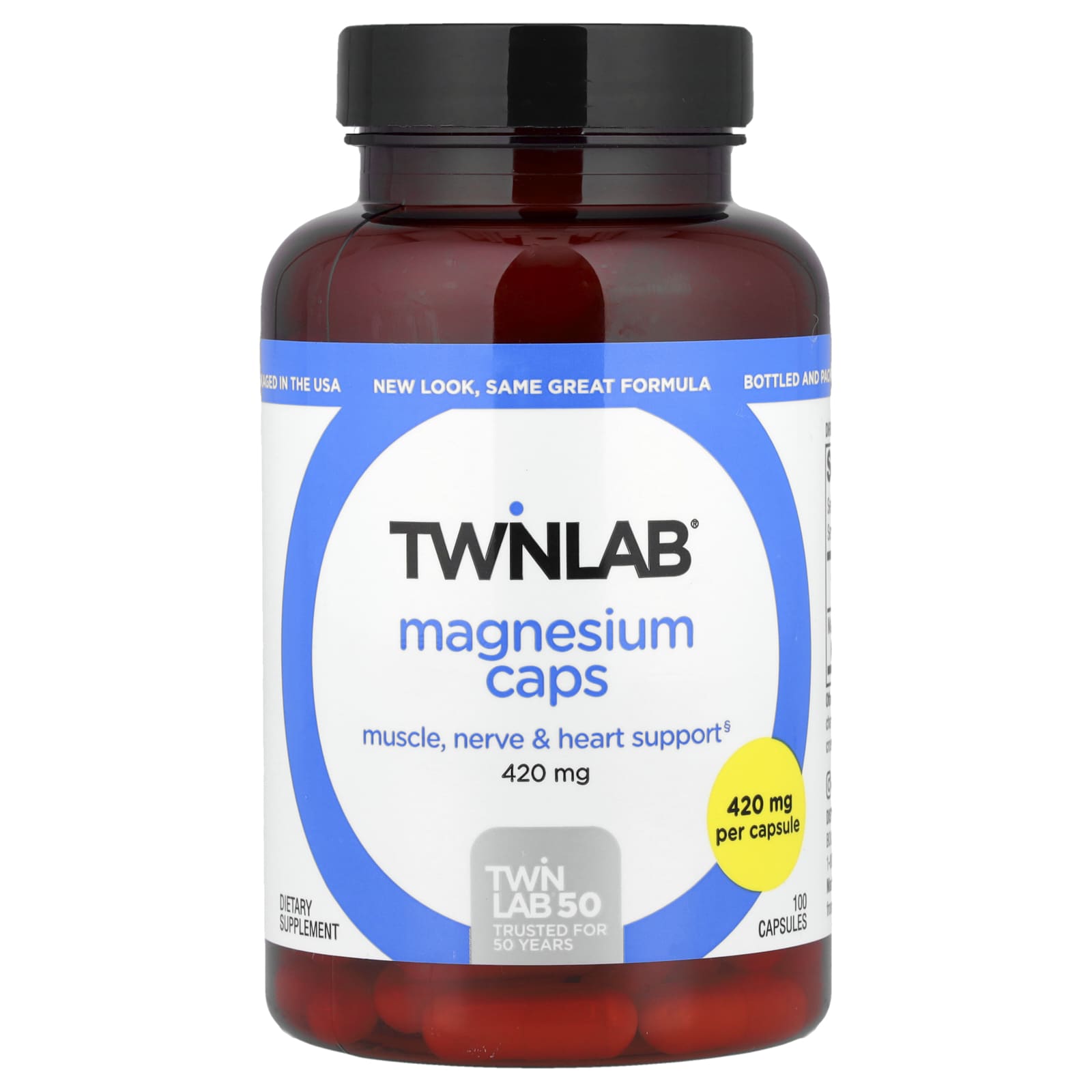 Twinlab, Magnesium Caps, 420 mg, 100 Capsules - Image 1