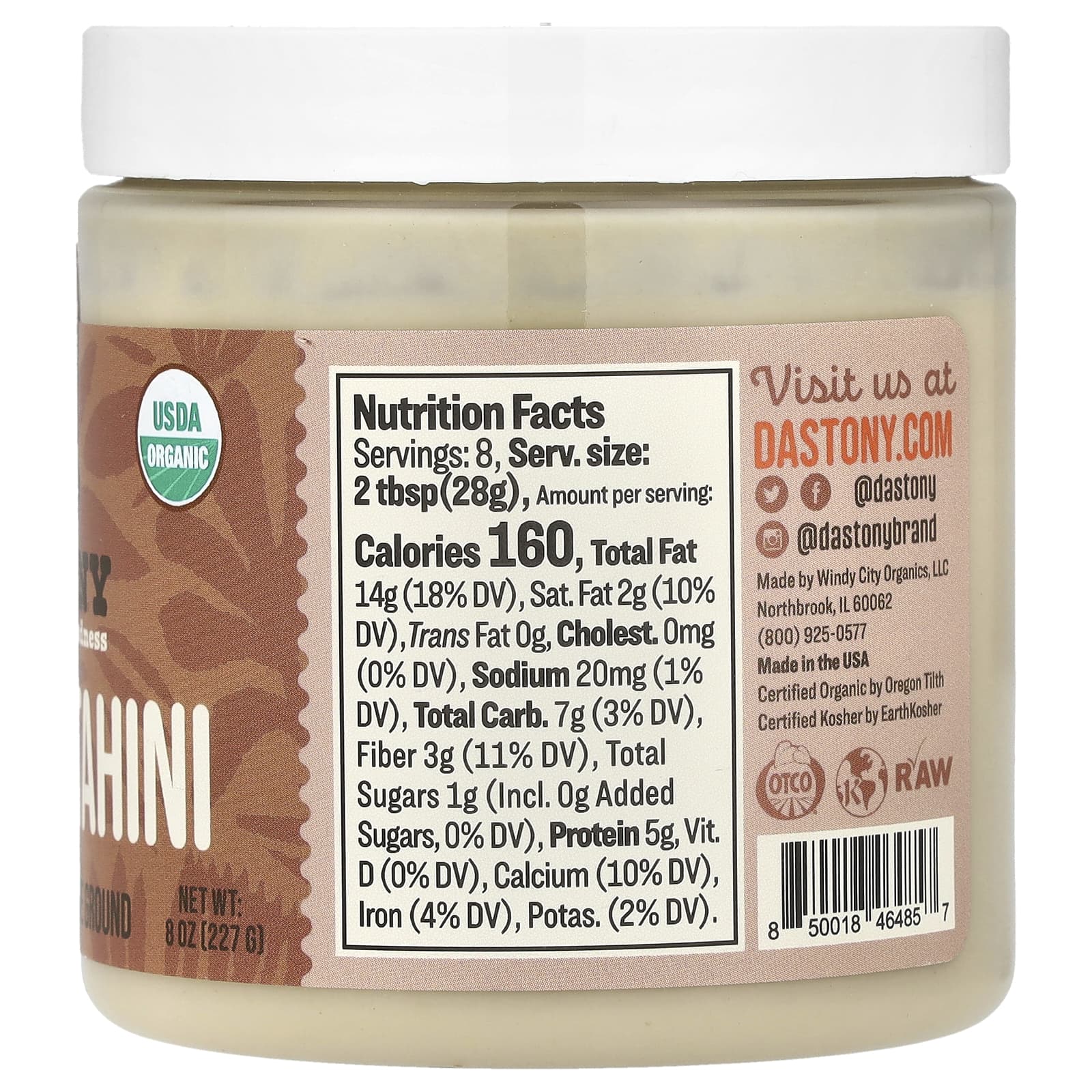 Dastony USDA Organic Sesame Tahini, 8 oz, Ultra Smooth - Image 2