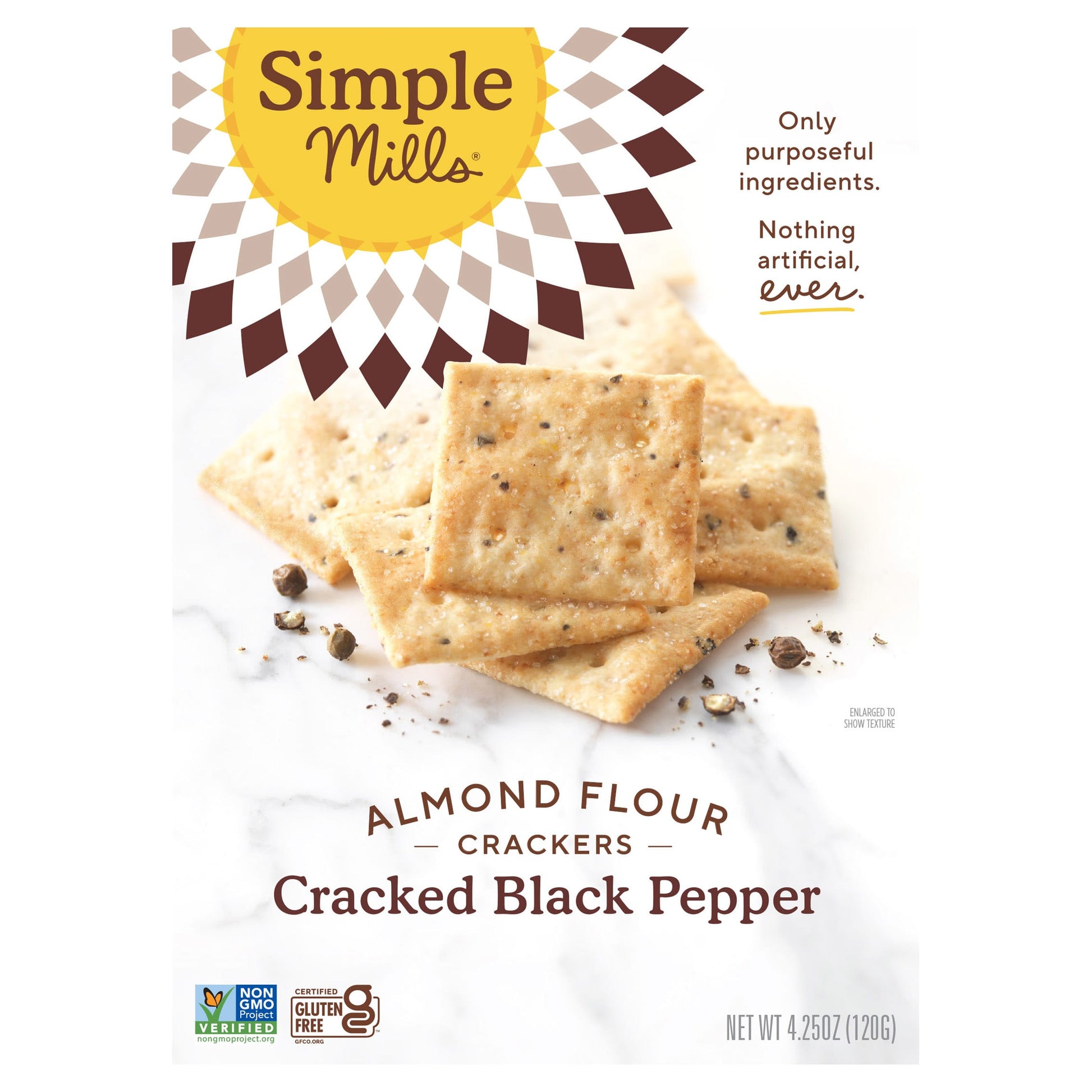 Simple Mills, Almond Flour Crackers, Cracked Black Pepper, 4.25 oz (120 g) - Image 1