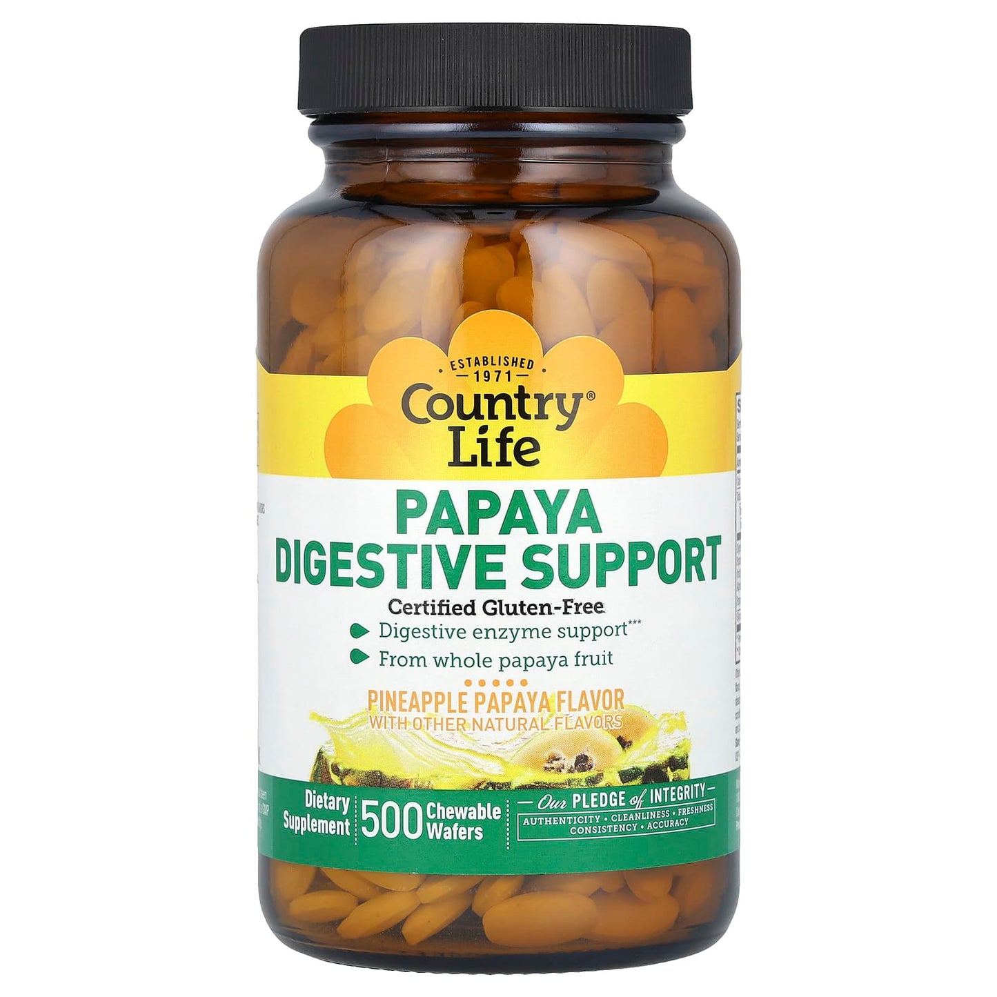 Country Life Digestive Support Chewable Wafers with Papaya & Pineapple - Image 1