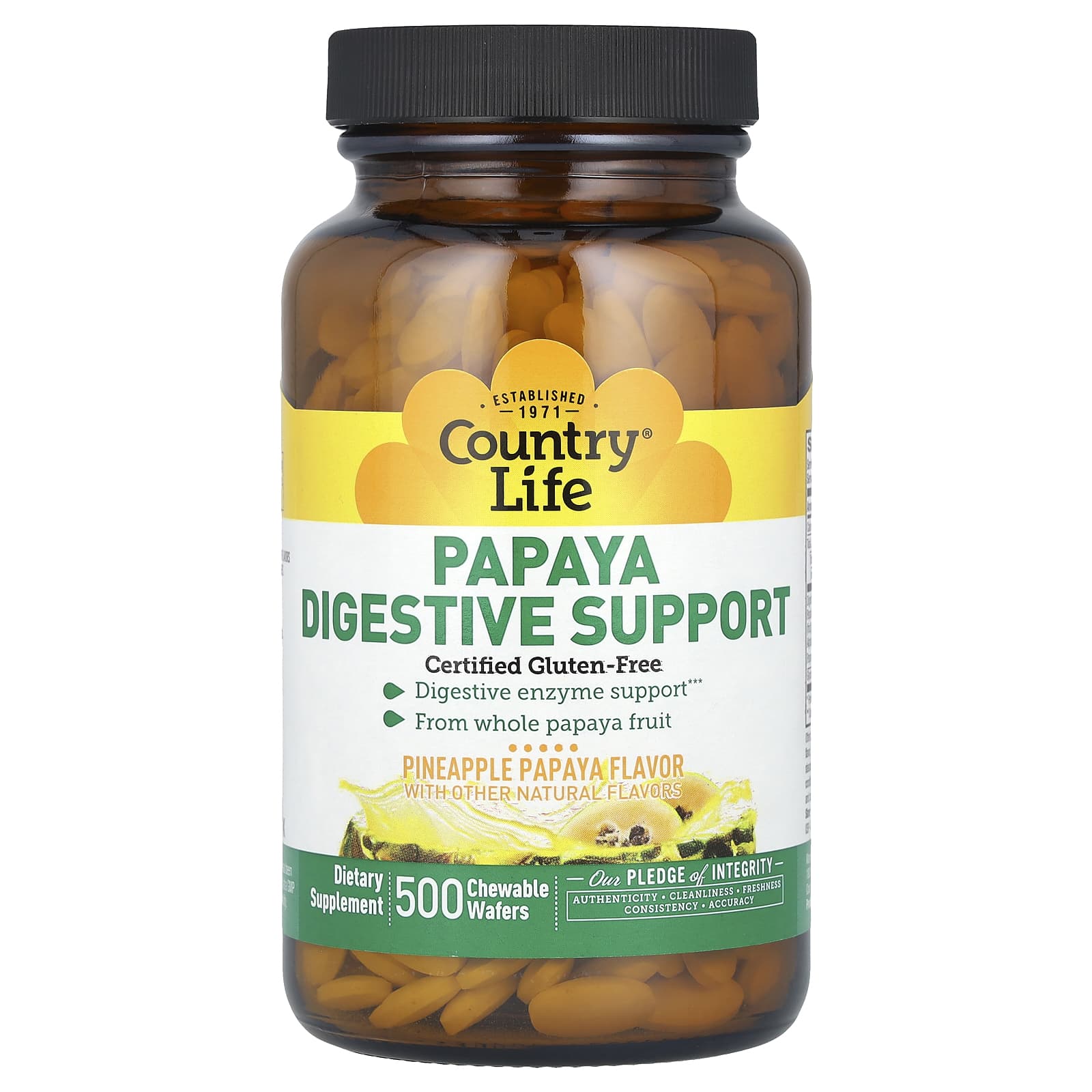 Country Life Digestive Support Chewable Wafers with Papaya & Pineapple - Image 1