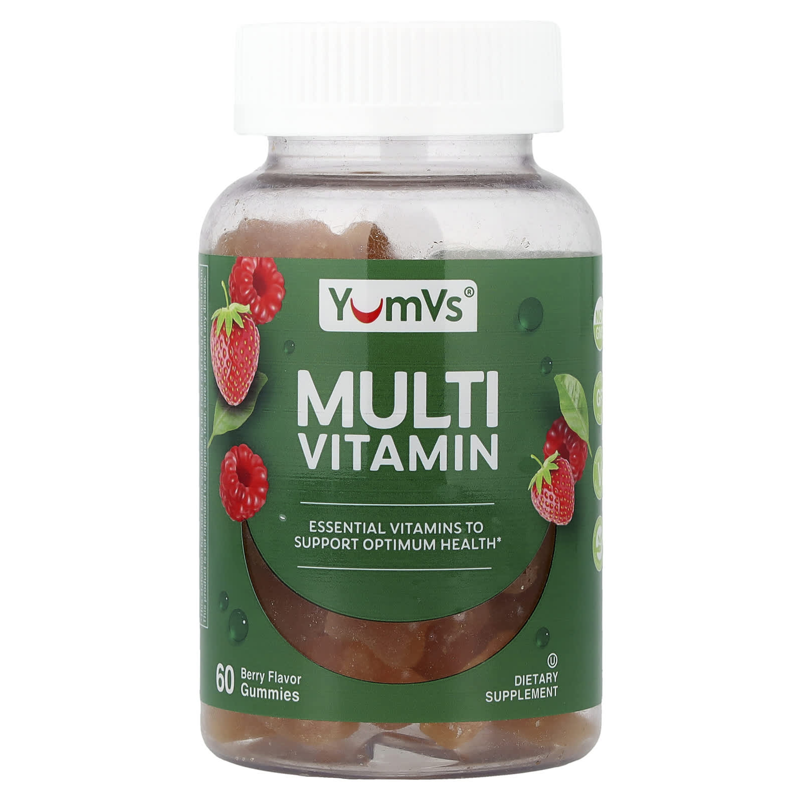 YumVs, Multi Vitamin for Adults, Raspberry, 60 Jelly Vitamins - Image 1