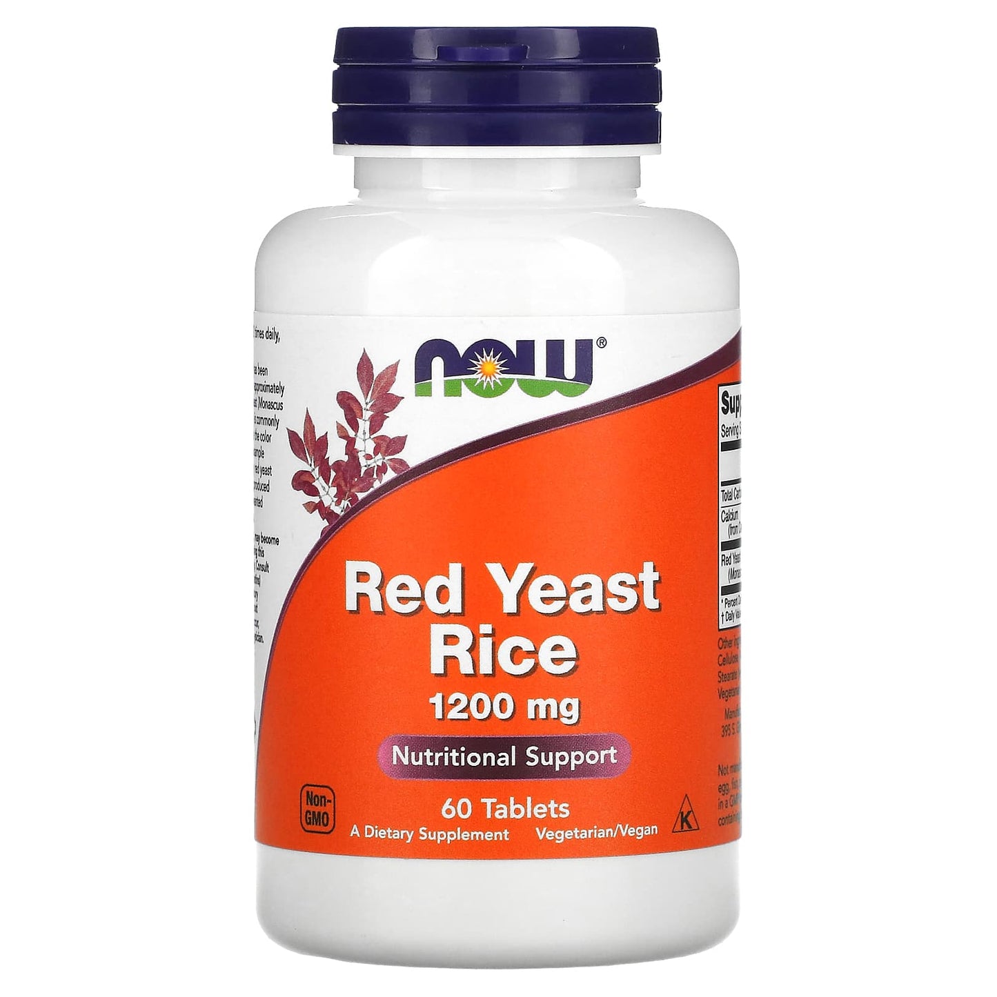 NOW Foods, Red Yeast Rice, 1,200 mg, 60 Tablets - Image 1