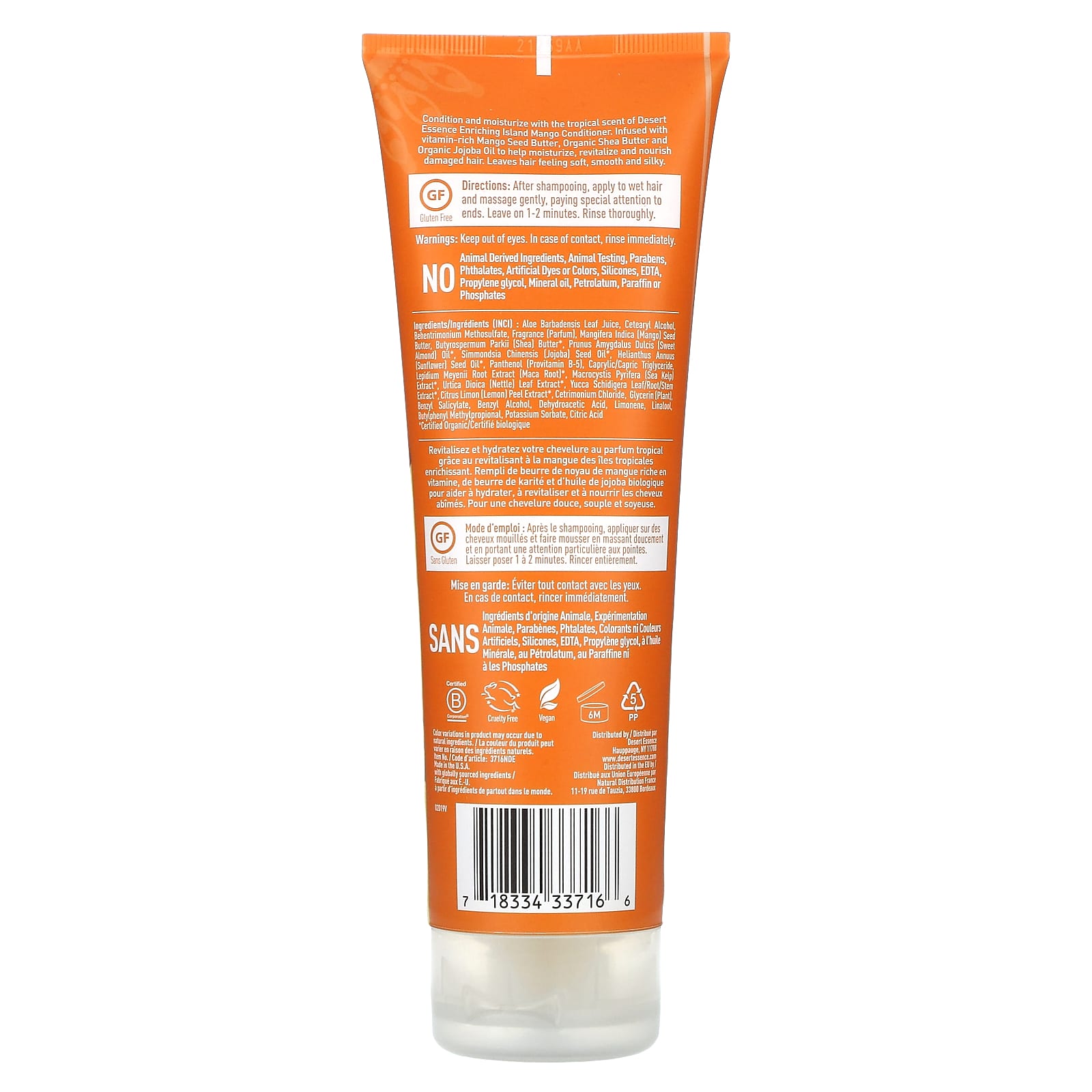 Desert Essence Island Mango Conditioner, 8 fl oz - Gluten Free & Vegan - Image 2