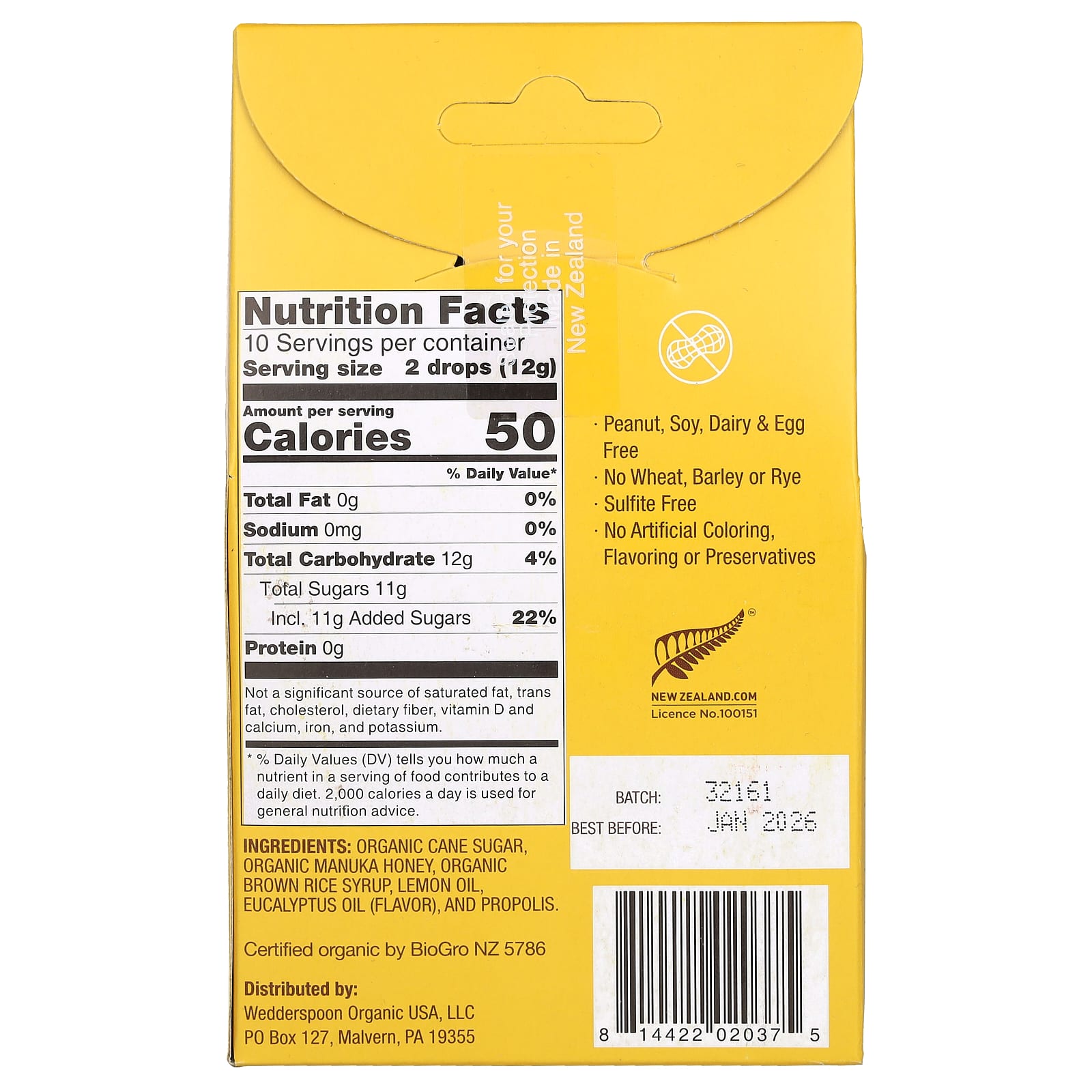 Wedderspoon, Organic Manuka Honey Drops, Lemon With Bee Propolis, 20 Count, 4 oz (120 g) - Image 2