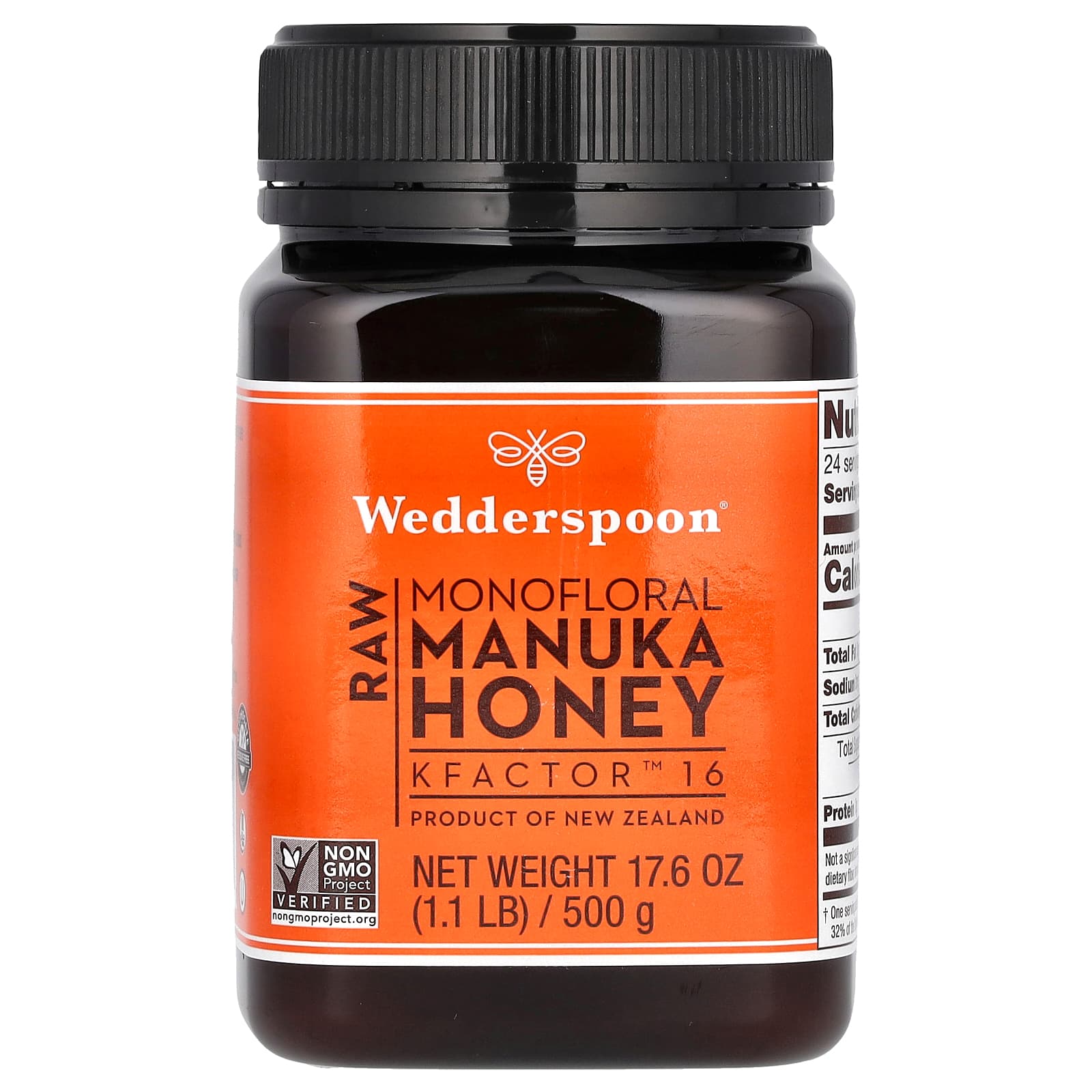 Wedderspoon, Raw Monofloral Manuka Honey, KFactor 16, 1.1 lb (500 g) - Image 1