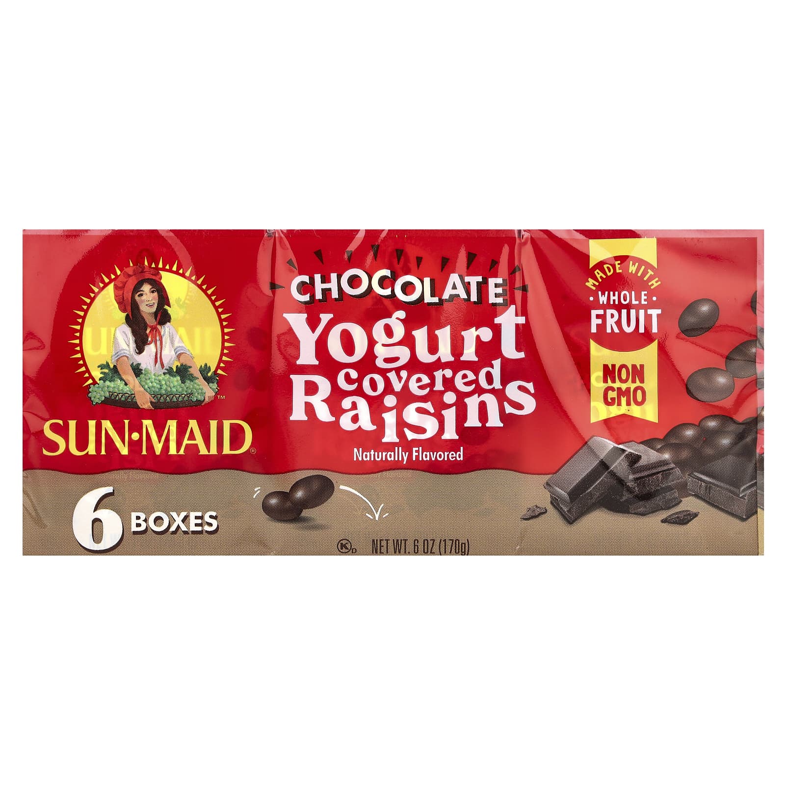 Sun-Maid, Yogurt Covered Raisins, Chocolate, 6 Boxes, 1 oz (28 g) Each - Image 1