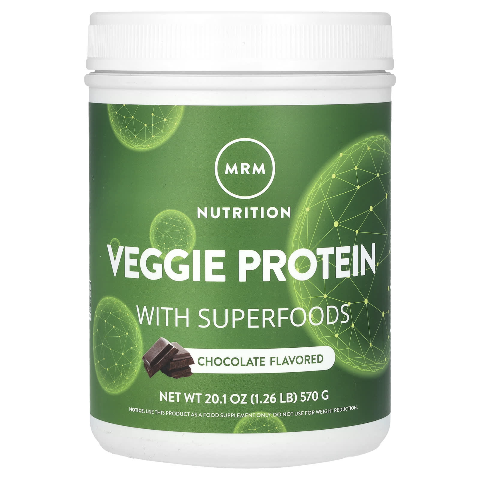 MRM Nutrition, Veggie Protein with Superfoods, Chocolate, 1.26 lb (570 g) - Image 1