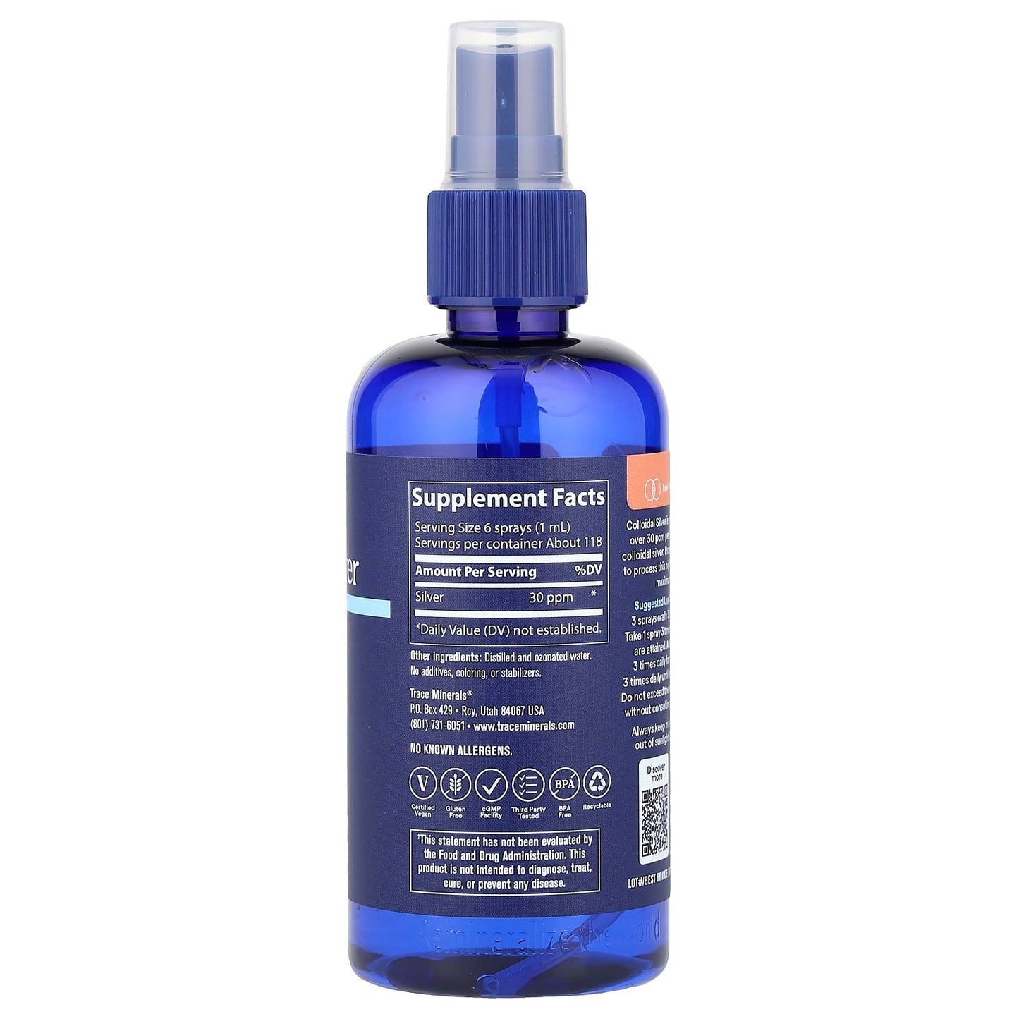 Trace, Colloidal Silver Mineral Spray, 4 fl oz (118 ml) (30 ppm per Serving) - Image 2