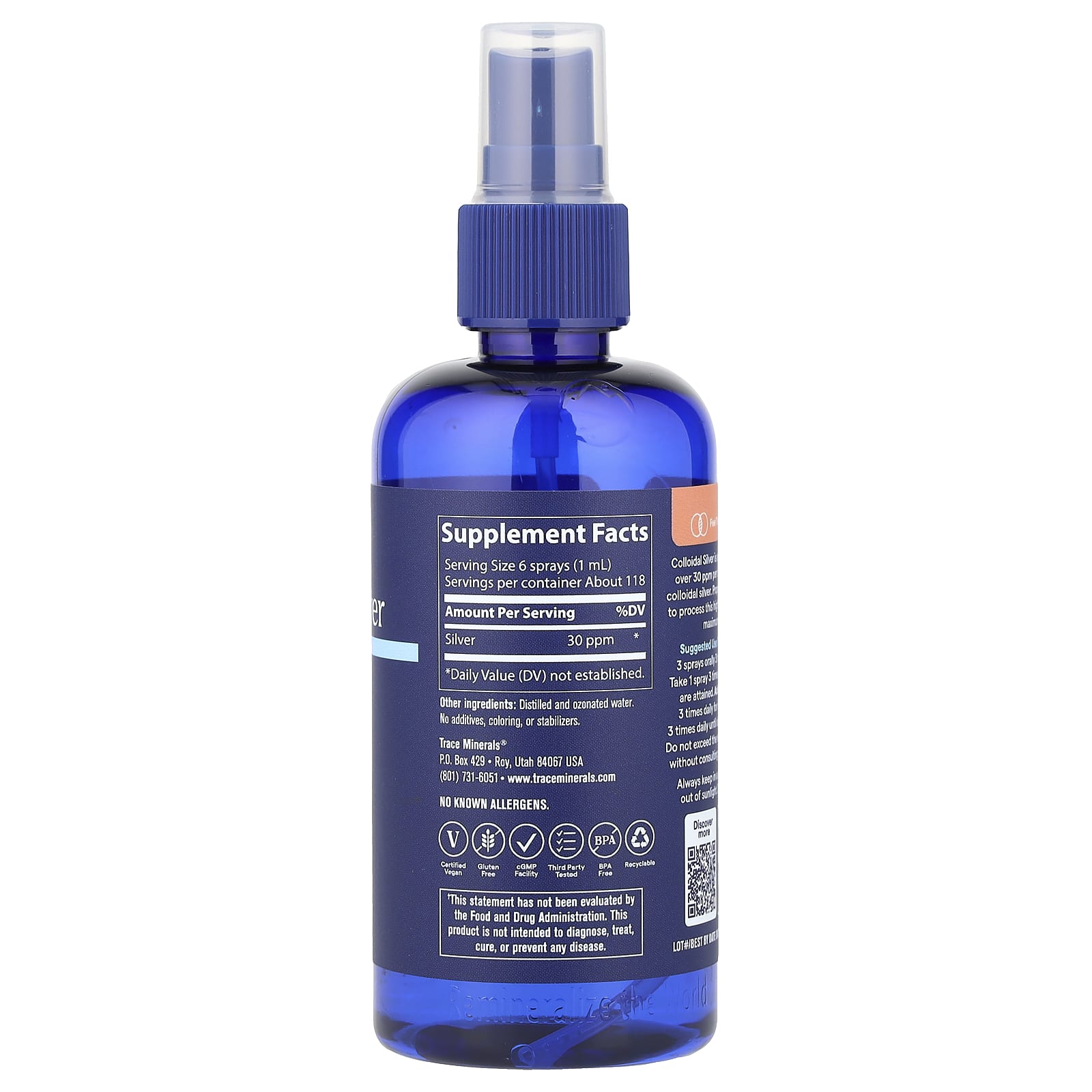 Trace, Colloidal Silver Mineral Spray, 4 fl oz (118 ml) (30 ppm per Serving) - Image 2