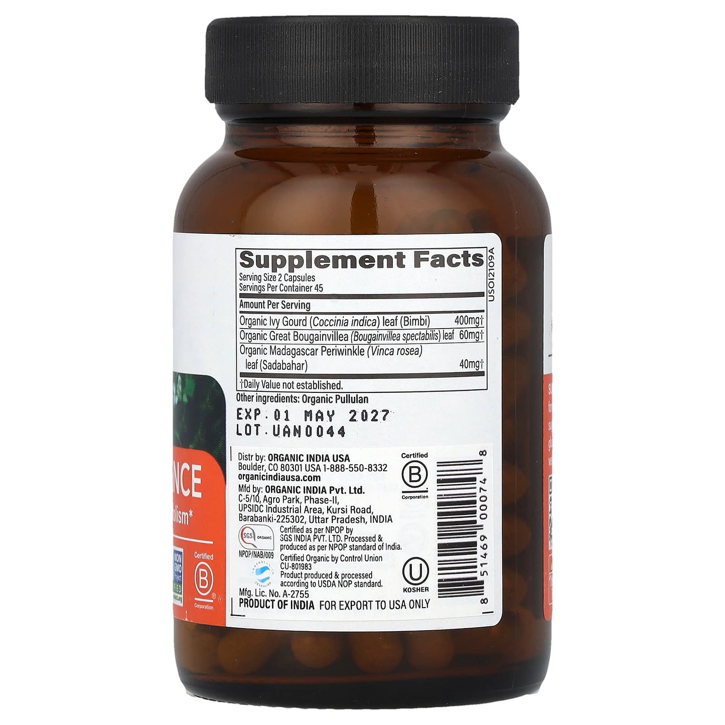 Organic India, Sugar Balance, Healthy Glucose Metabolism, 90 Veg Caps - Image 2