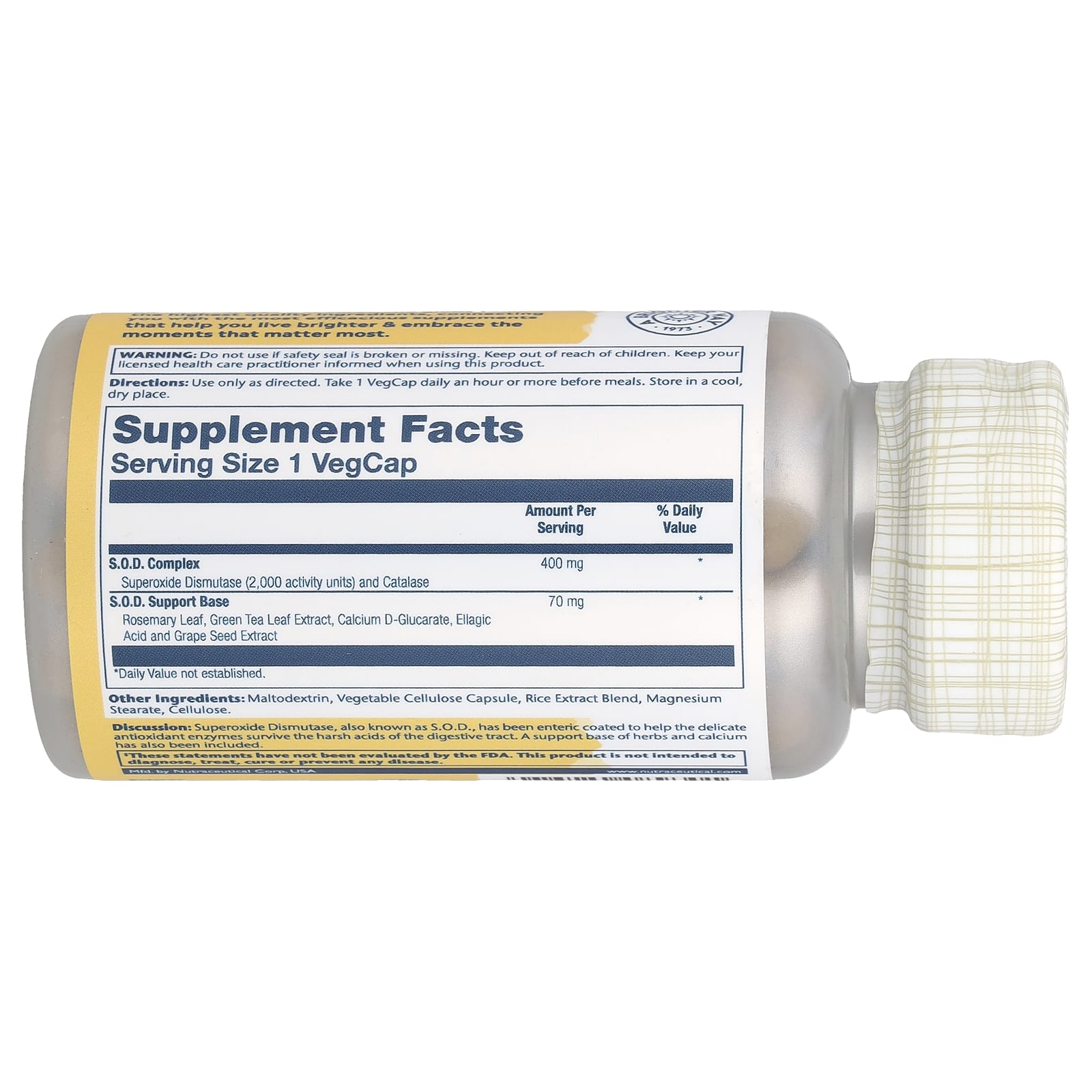 Solaray, Enteric Coated S.O.D. 2000 Plus™, 100 VegCaps - Image 2