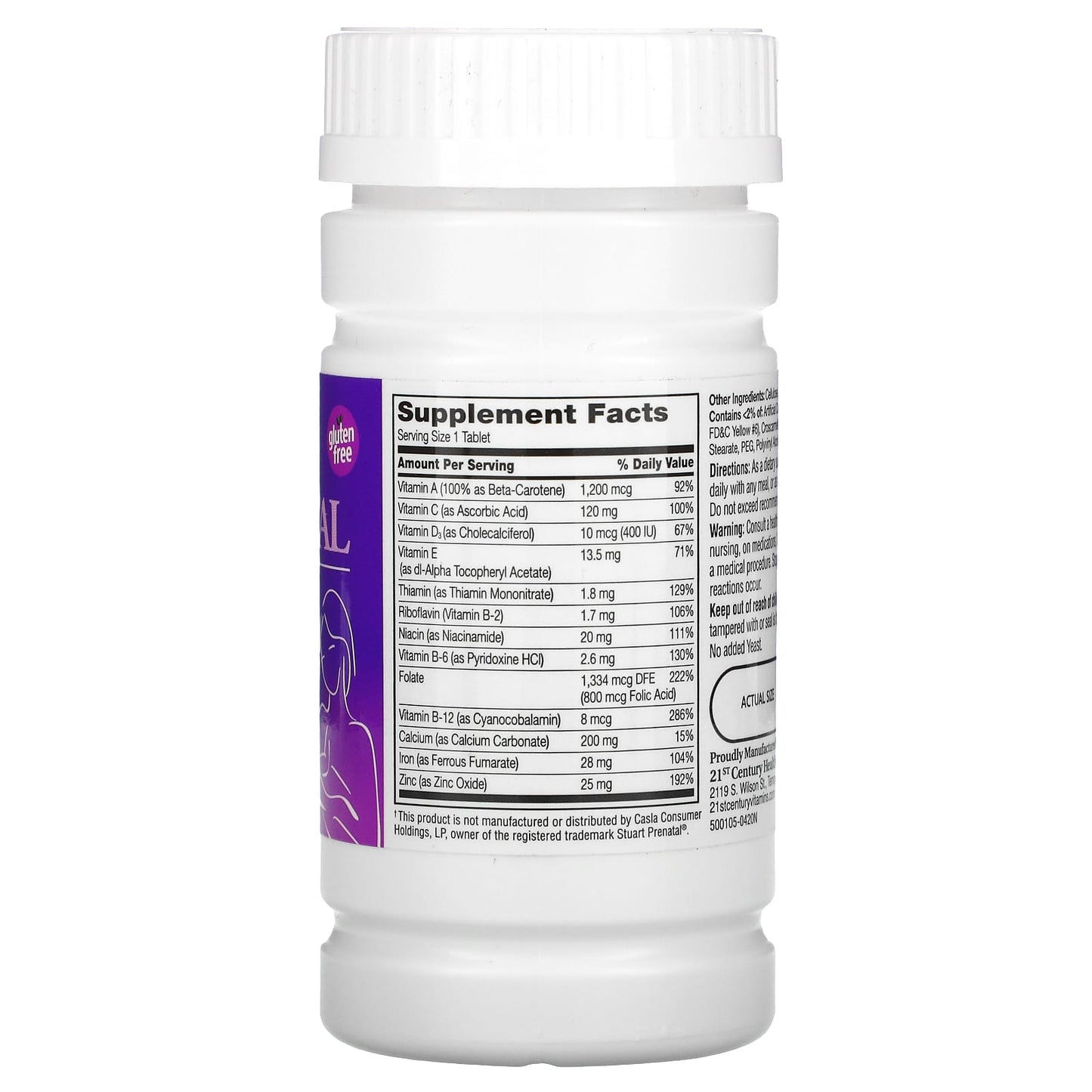 21st Century Prenatal with Folic Acid - 60 Tablets - Image 2