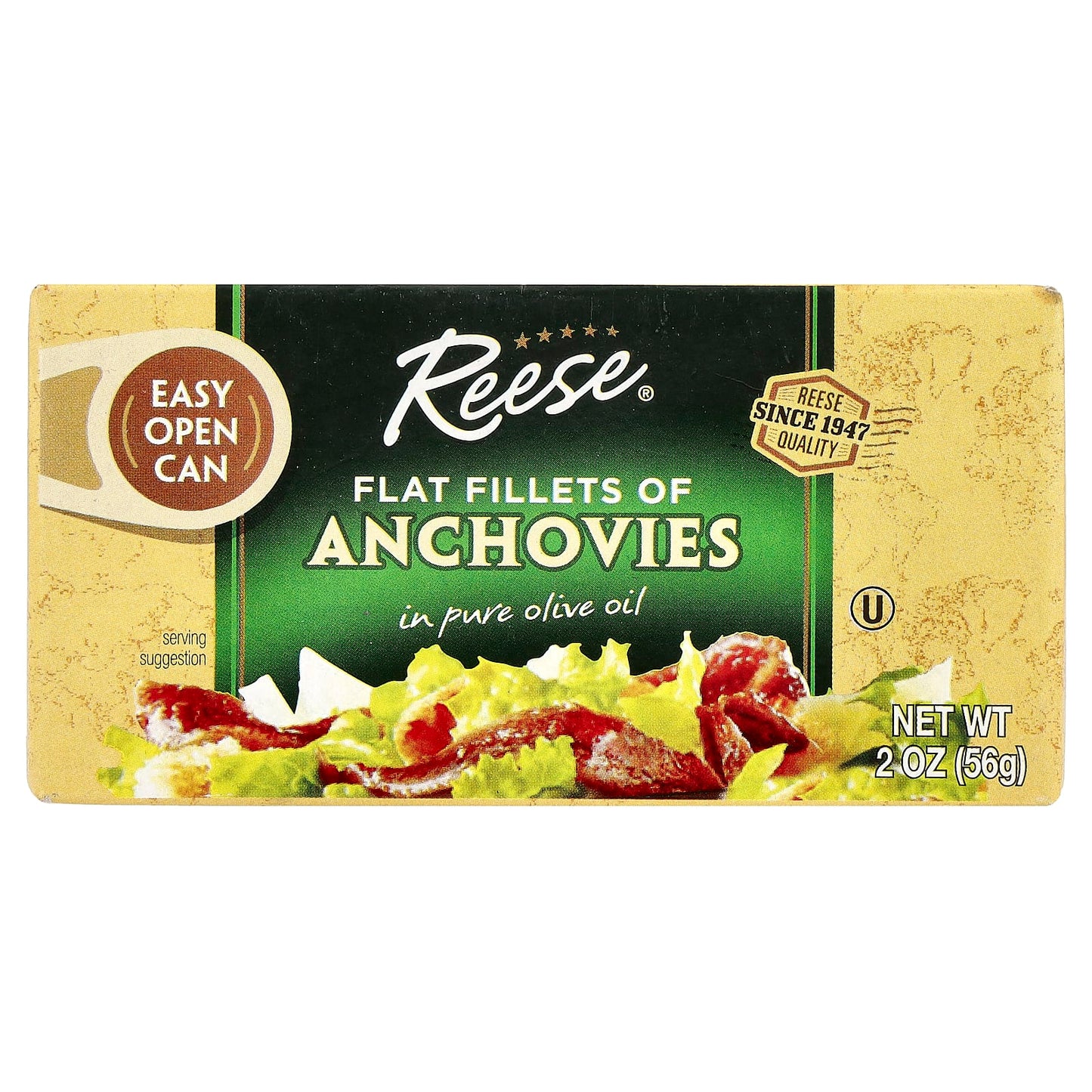 Reese, Flat Fillets of Anchovies in Pure Olive Oil, 2 oz (56 g) - Image 1