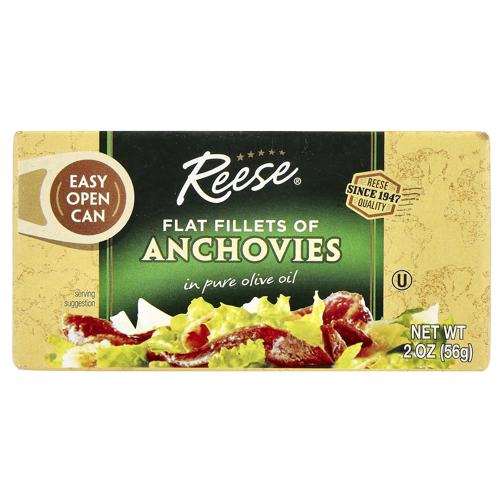 Reese, Flat Fillets of Anchovies in Pure Olive Oil, 2 oz (56 g) - Image 1