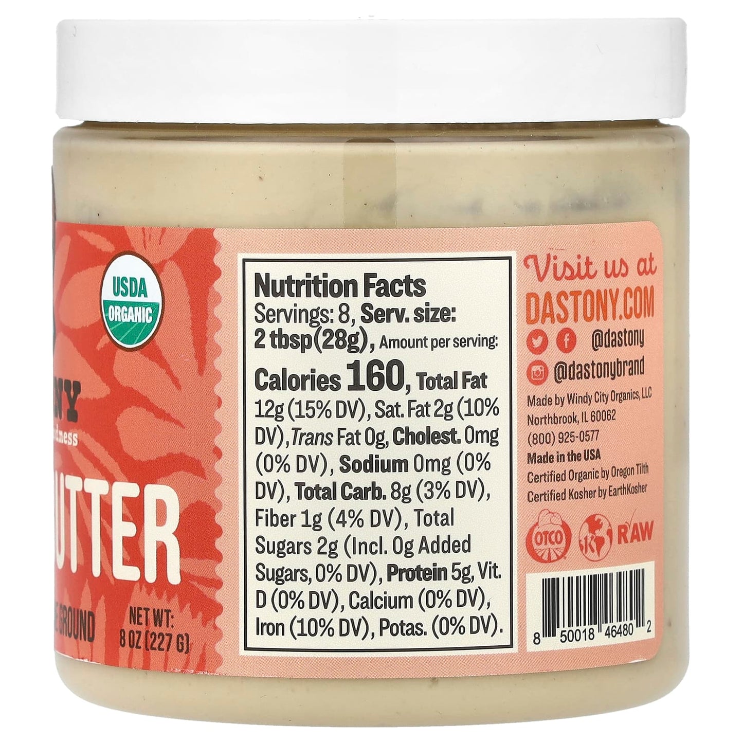 Dastony USDA Organic Cashew Butter, 8 oz, Ultra Smooth, Paleo Friendly - Image 2