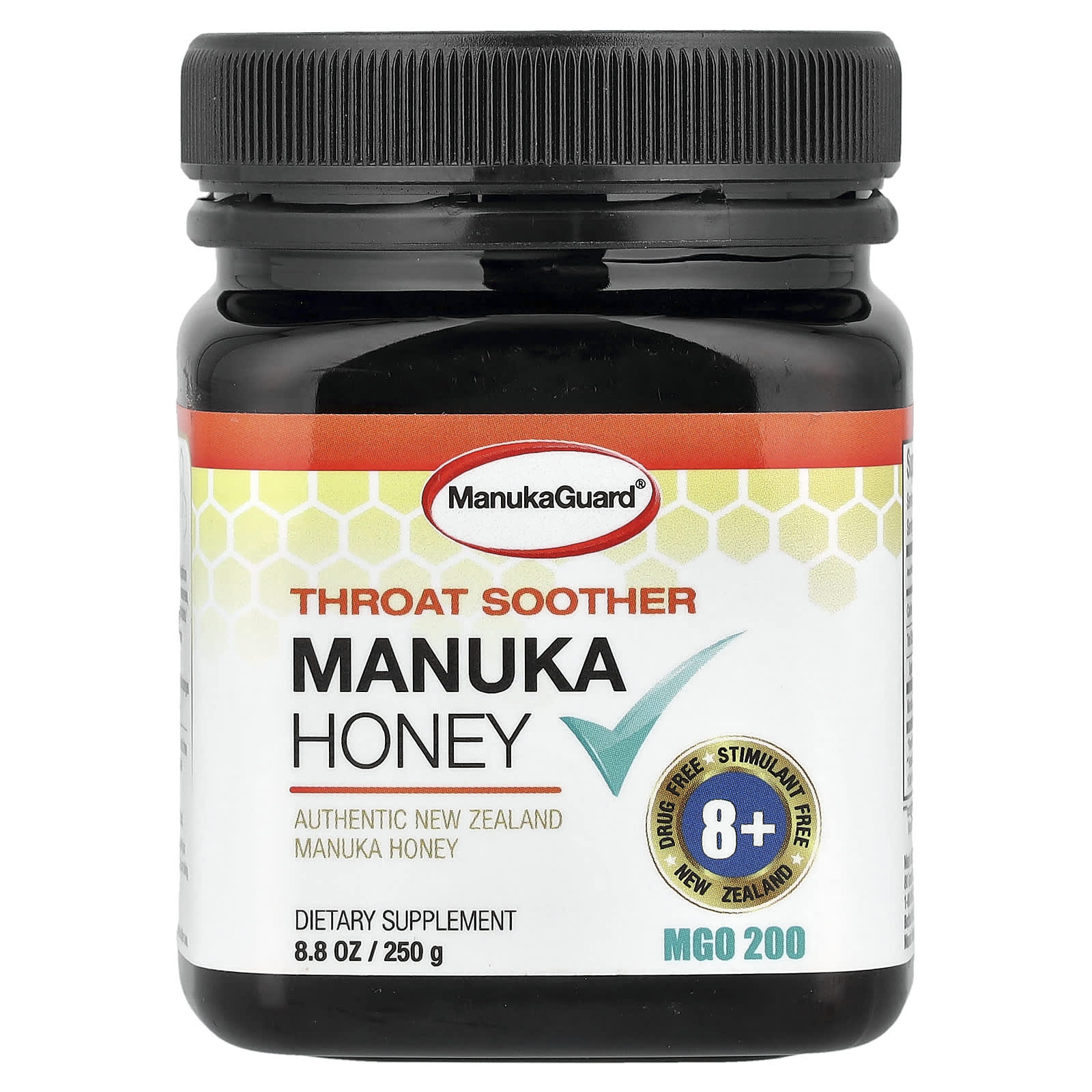 ManukaGuard, Throat Soother, Manuka Honey, MGO 200, 8.8 oz (250 g) - Image 1