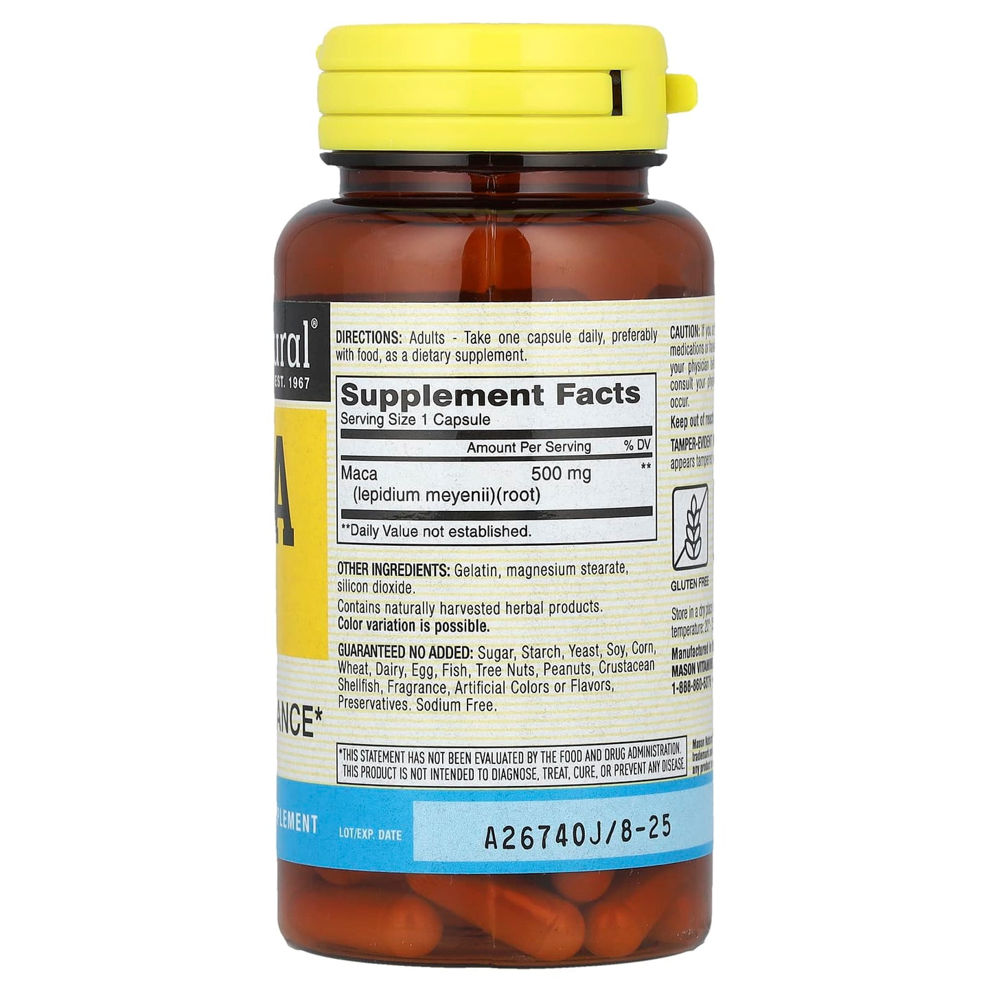 Mason Natural, Maca, 500 mg, 60 Capsules - Image 2