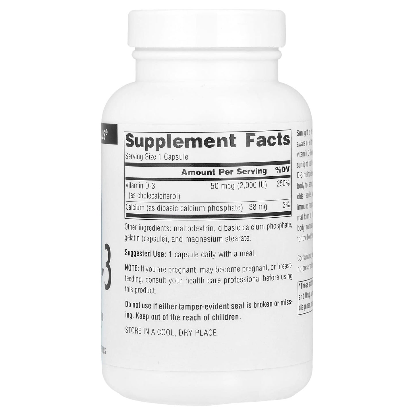 Source Naturals, Vitamin D-3, 50 mcg (2,000 IU), 200 Capsules - Image 2