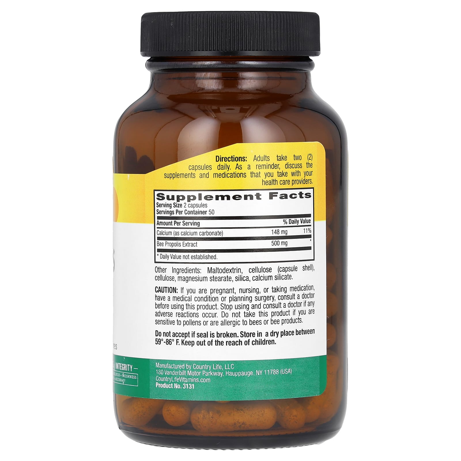 Bee Propolis Capsules by Country Life - 100% Vegetarian - Image 2