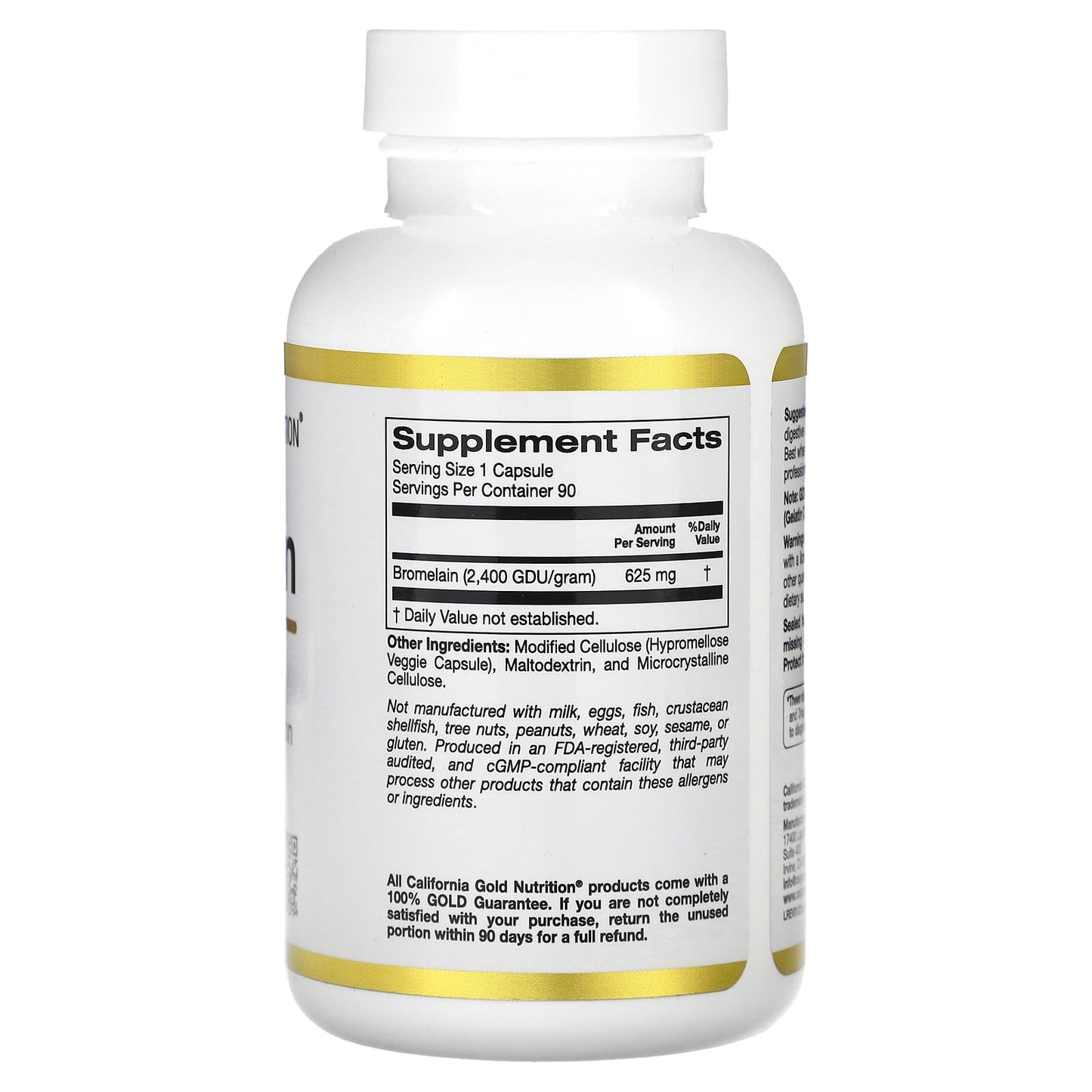 California Gold Nutrition, Bromelain, 625mg, 90 Veggie Capsules - Digestive Enzyme Supplement - Image 2