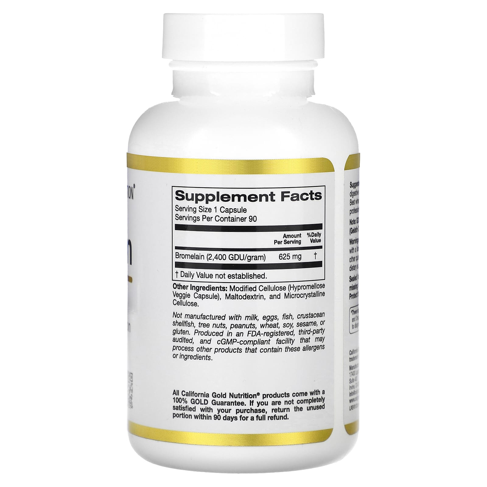 California Gold Nutrition, Bromelain, 625mg, 90 Veggie Capsules - Digestive Enzyme Supplement - Image 2