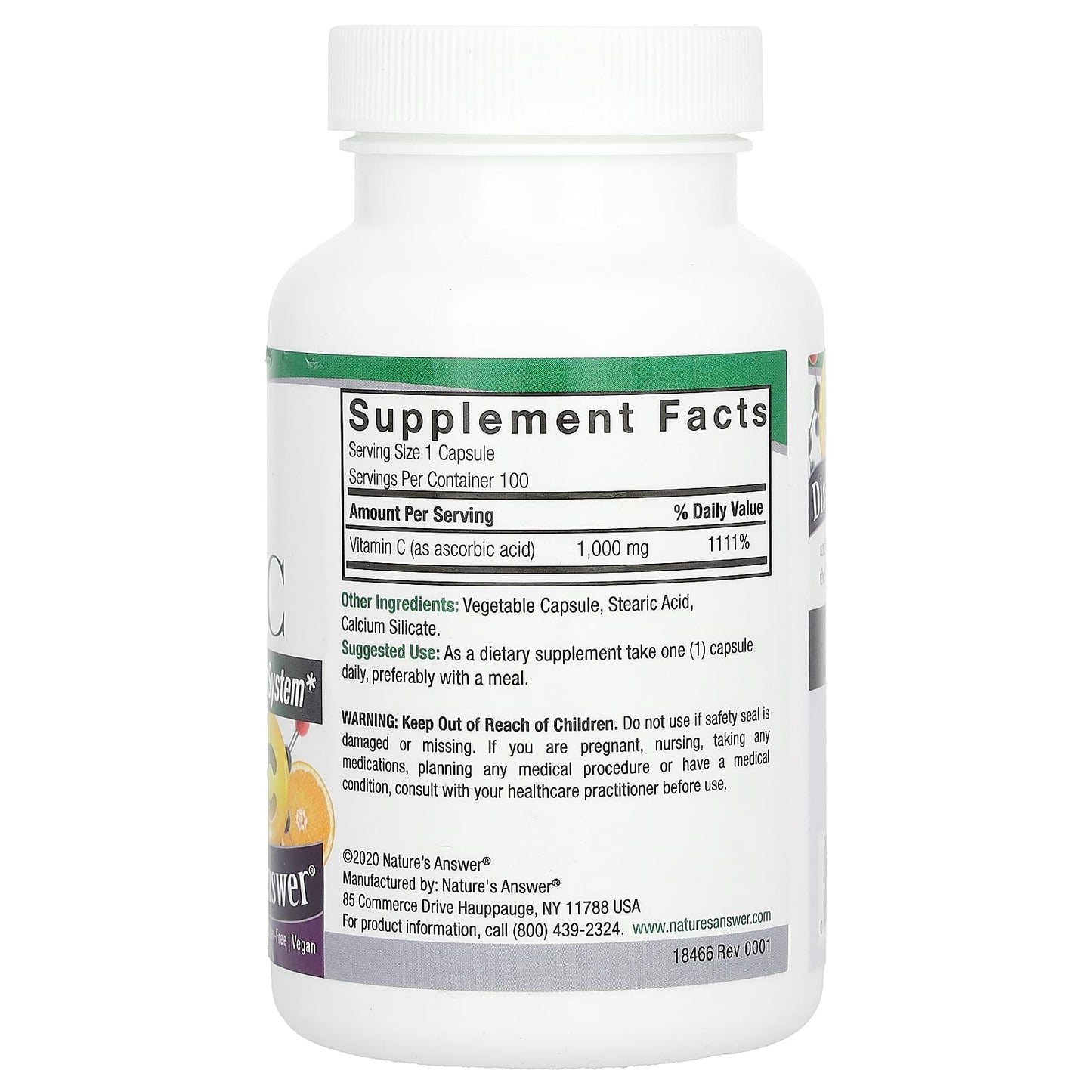 Nature's Answer, Vitamin C, 1,000 mg, 100 Vegetarian Capsules - Image 2