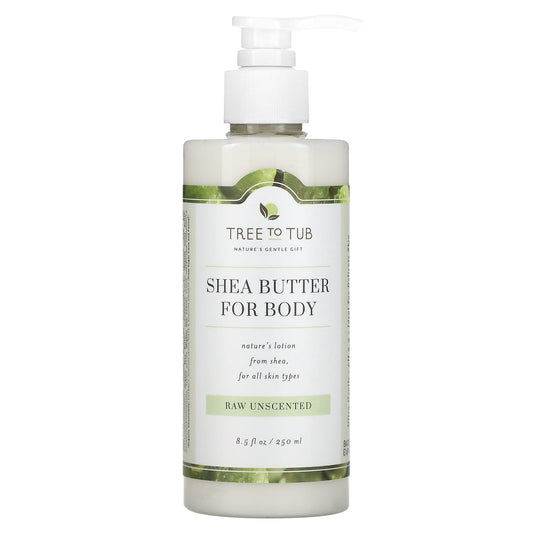 Tree To Tub, Shea Butter Moisturizing Body Lotion, Non-Greasy, Hydrating for Dry, Sensitive Skin, Unscented, 8.5 fl oz (250 ml) - Image 1