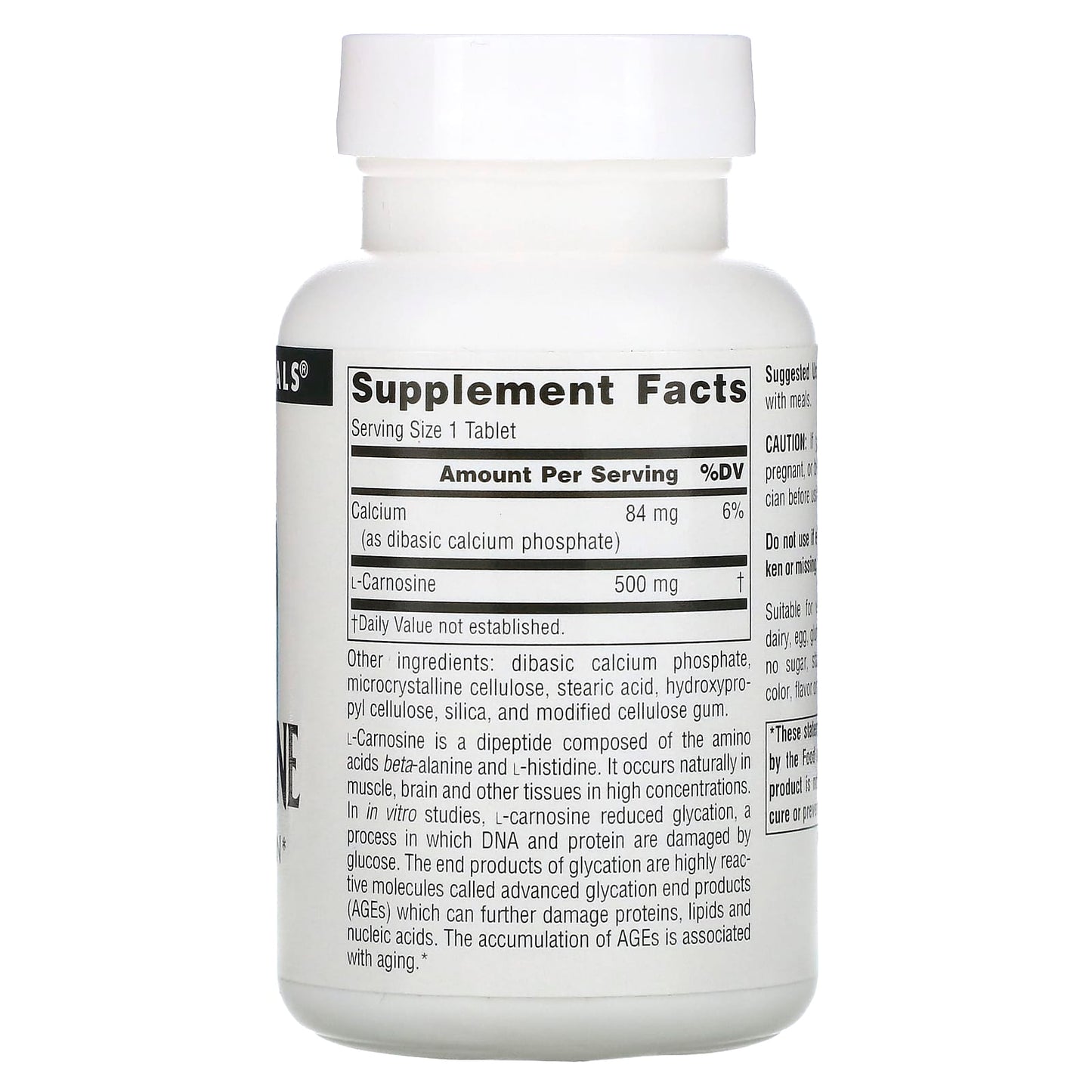 Source Naturals, L-Carnosine, 500 mg, 60 Tablets - Image 2