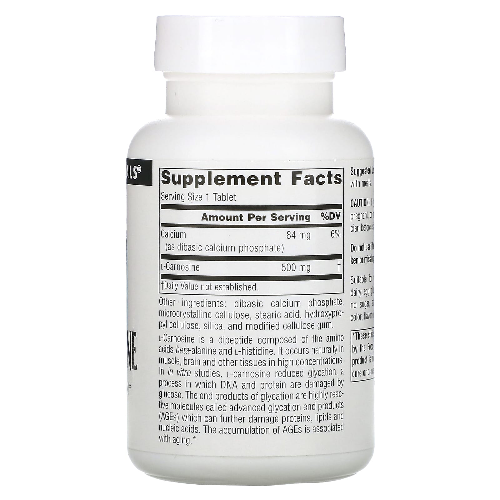 Source Naturals, L-Carnosine, 500 mg, 60 Tablets - Image 2