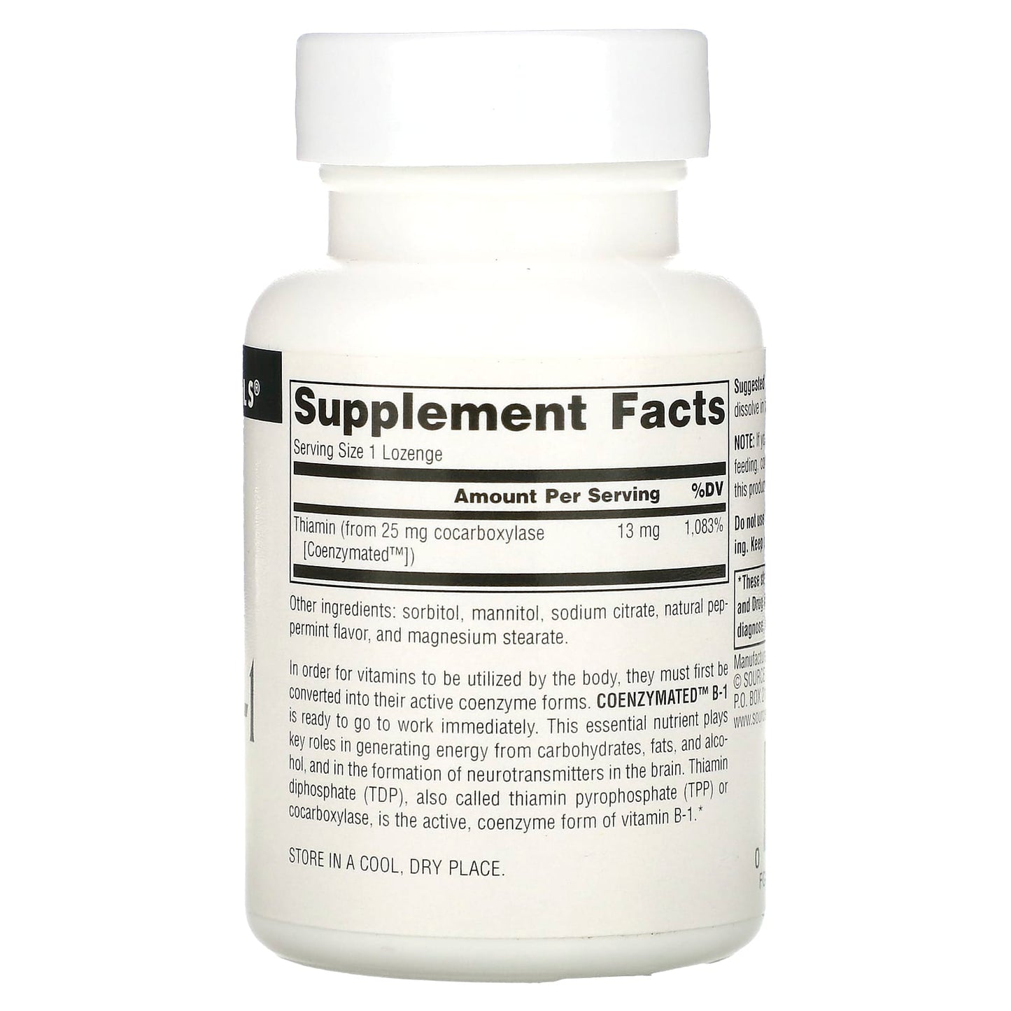 Source Naturals, Coenzymated B-1, 60 Lozenges - Image 2