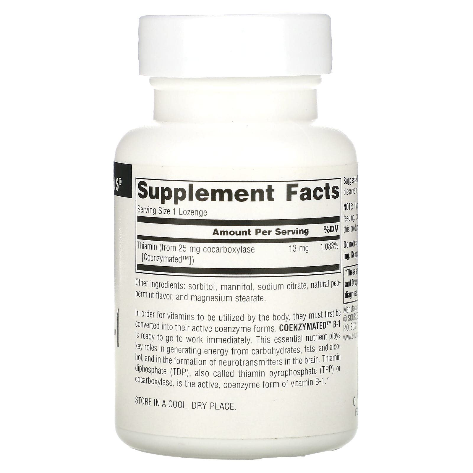 Source Naturals, Coenzymated B-1, 60 Lozenges - Image 2