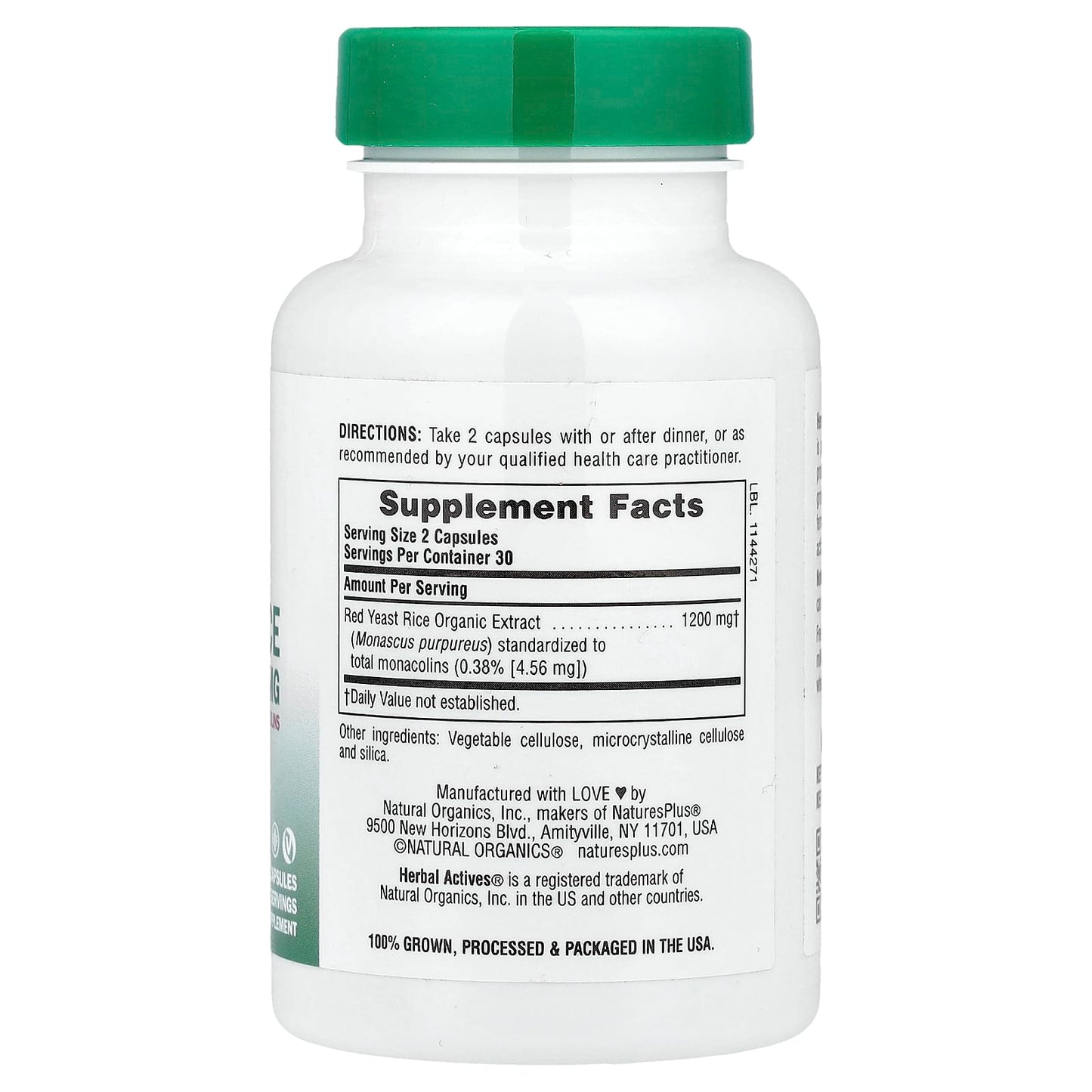NaturesPlus, Herbal Actives, Red Yeast Rice, 60 Capsules (600 mg per Capsule)