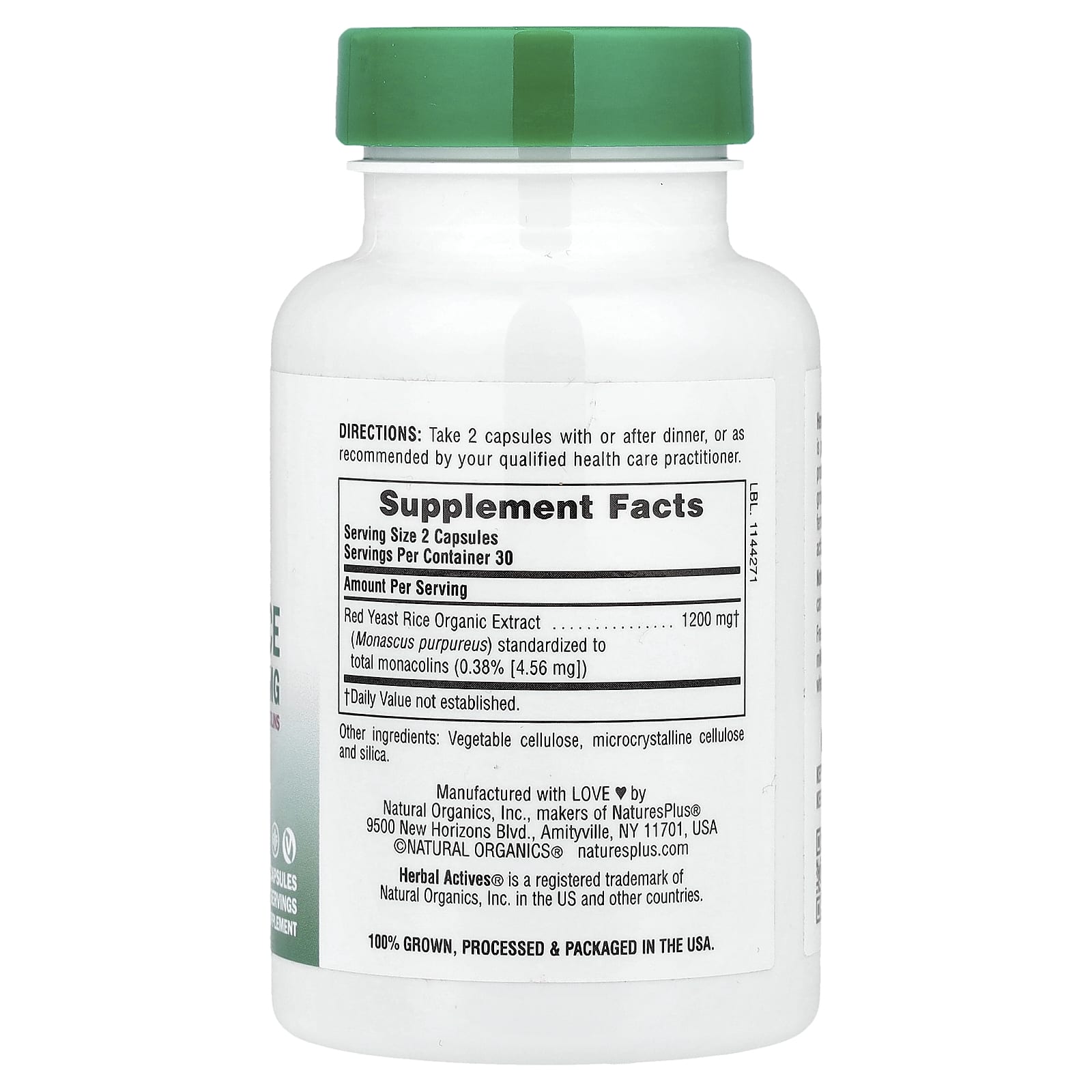 NaturesPlus, Herbal Actives, Red Yeast Rice, 60 Capsules (600 mg per Capsule)