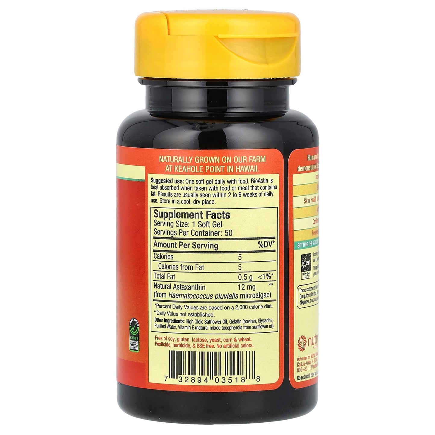 Nutrex Hawaii, BioAstin, Hawaiian Astaxanthin, 12 mg, 50 Soft Gels - Image 2