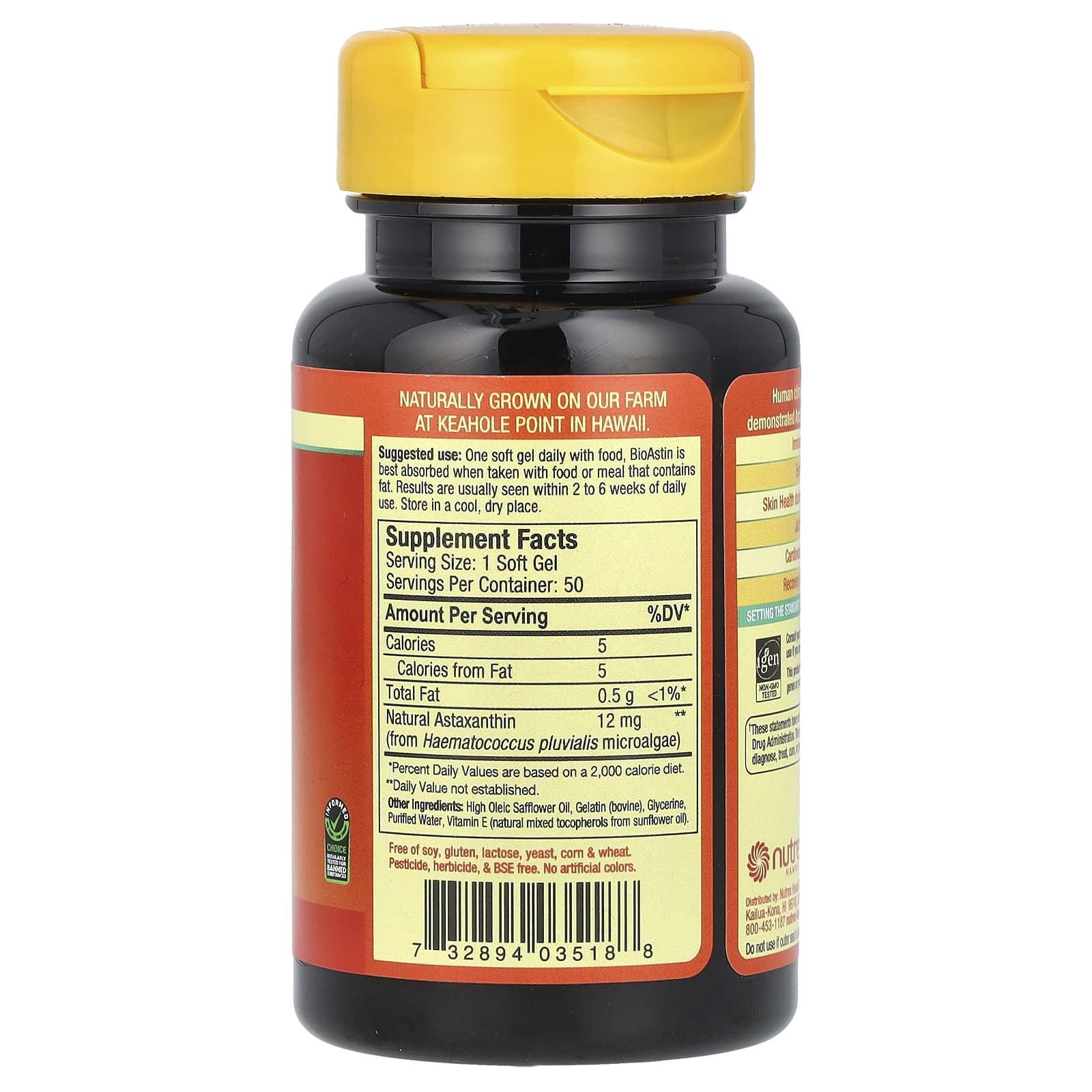 Nutrex Hawaii, BioAstin, Hawaiian Astaxanthin, 12 mg, 50 Soft Gels - Image 2