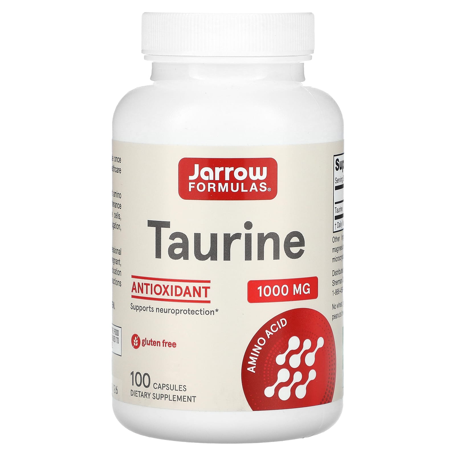 Taurine 1000mg by Jarrow Formulas - Neuroprotection & Antioxidant - Image 1