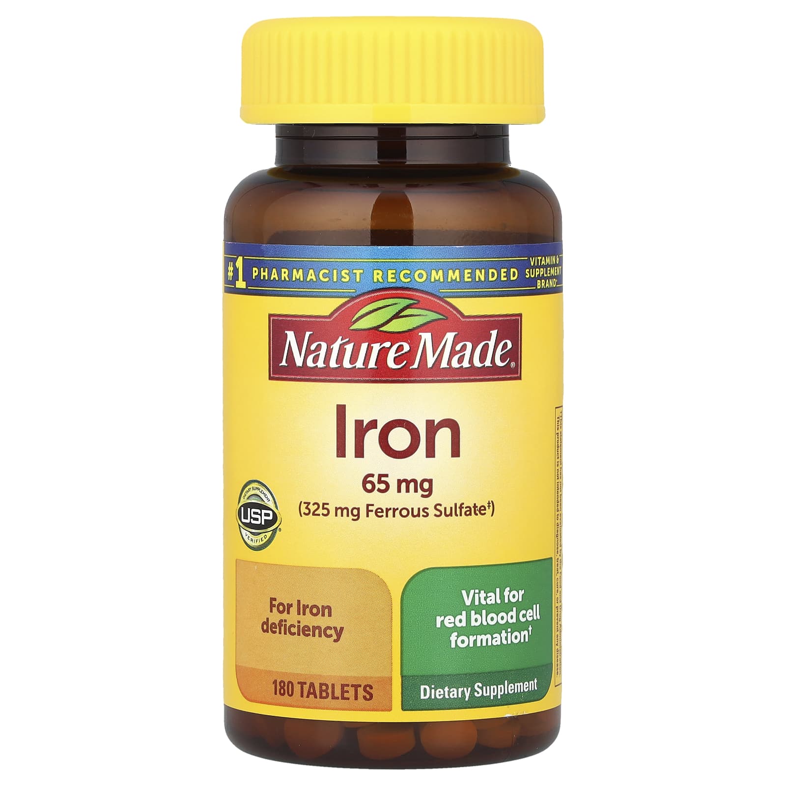 Nature Made, Iron, 65 mg, 180 Tablets - Image 1