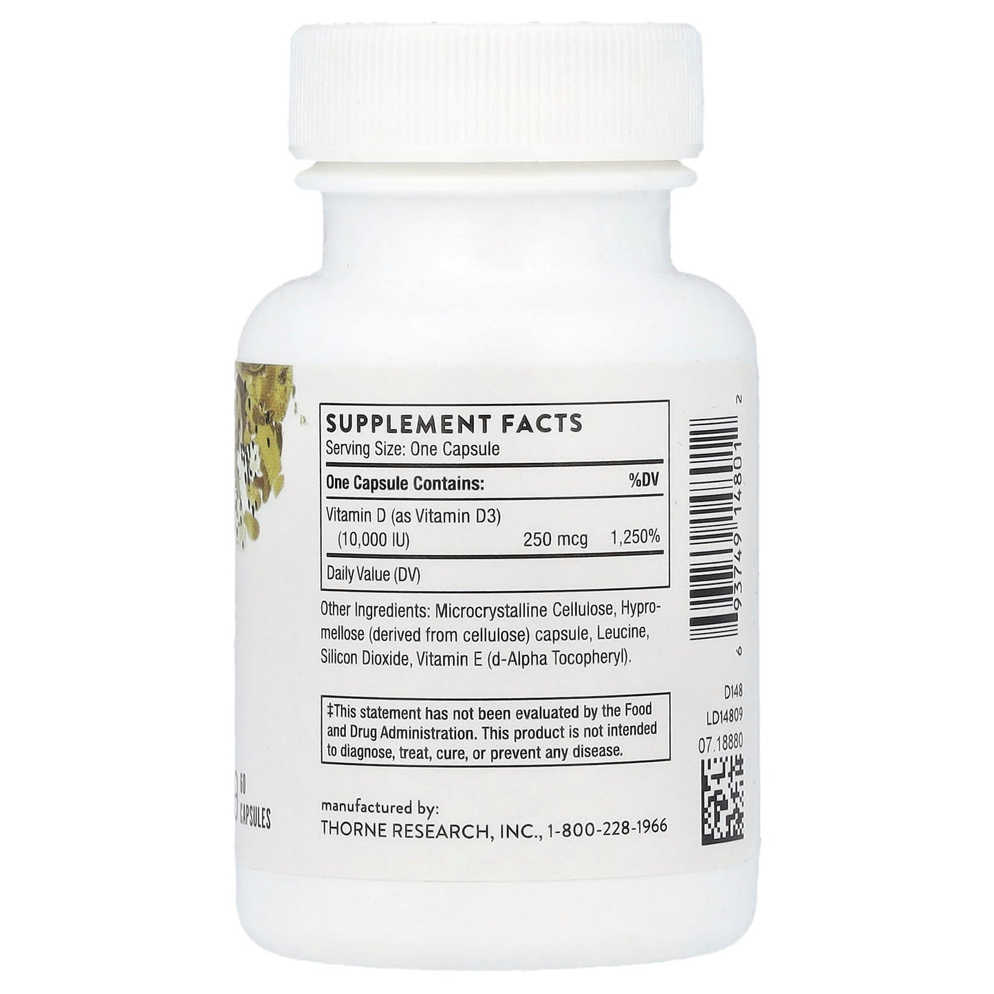 Thorne, D-10,000, 60 Capsules (250 mcg per Capsule) - Image 2