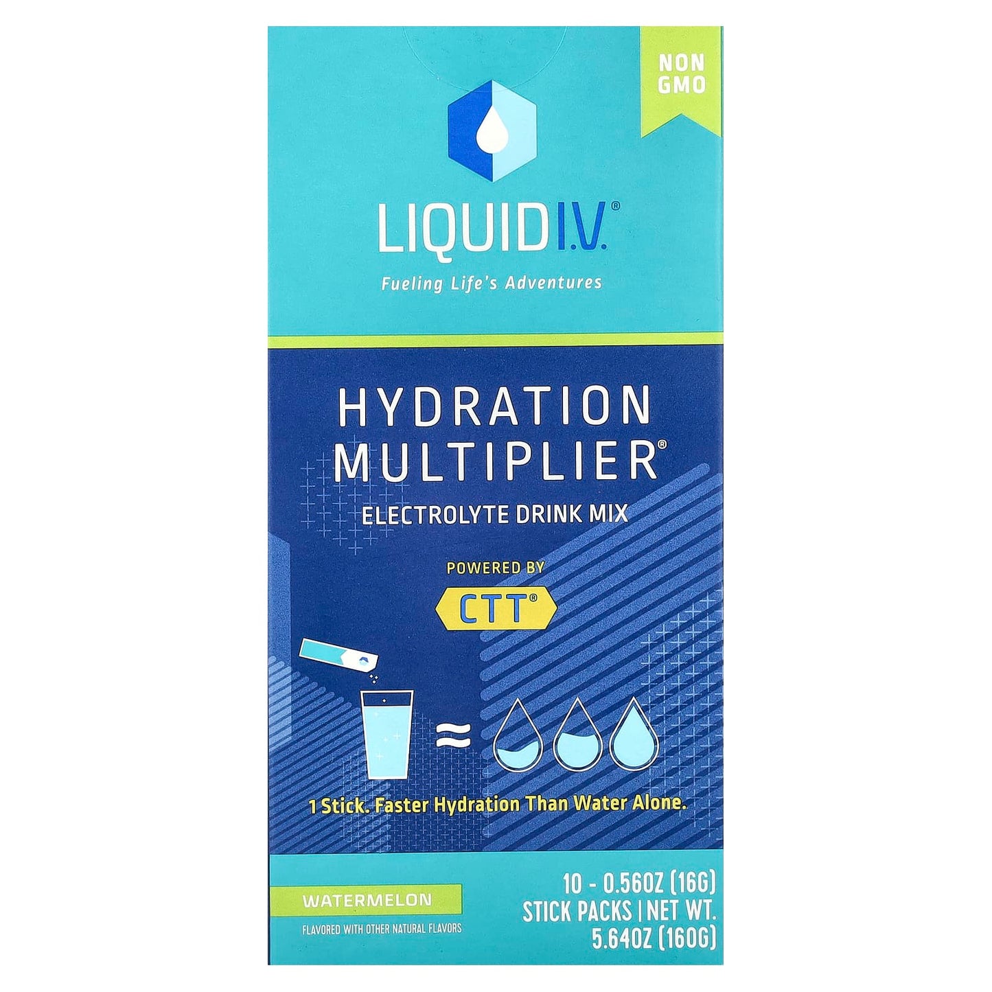 Liquid I.V., Hydration Multiplier®, Electrolyte Drink Mix, Watermelon, 10 Stick Packs, 0.56 oz (16 g) Each - Image 1
