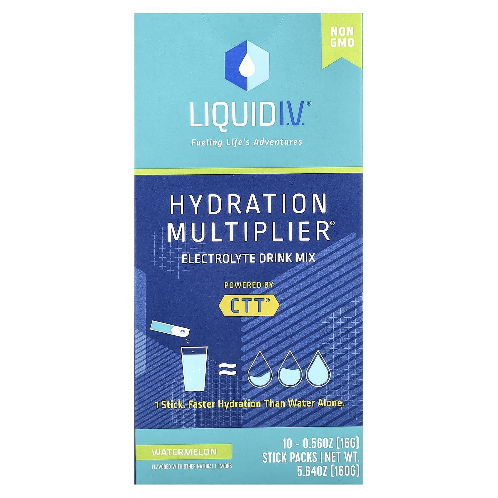 Liquid I.V., Hydration Multiplier®, Electrolyte Drink Mix, Watermelon, 10 Stick Packs, 0.56 oz (16 g) Each - Image 1
