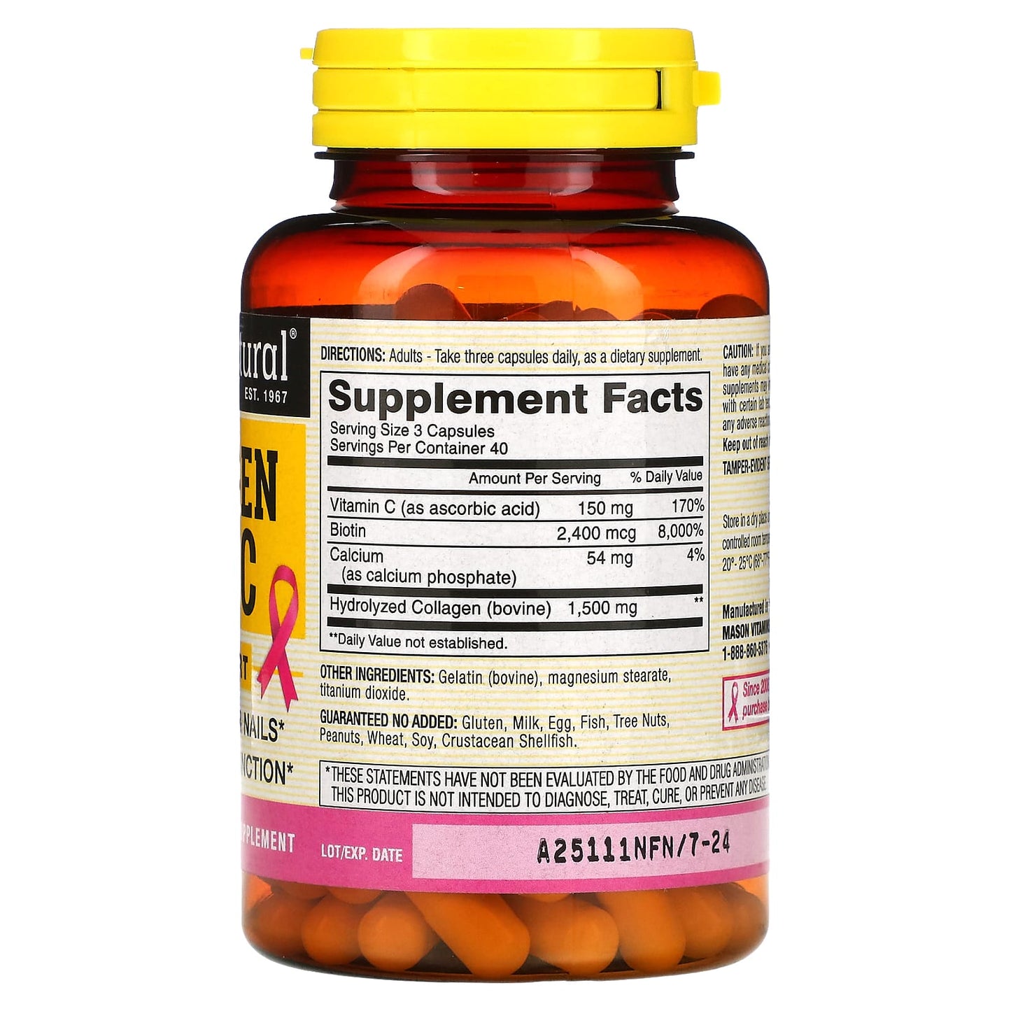 Mason Natural, Collagen 1,500 + C, 120 Capsules - Image 2