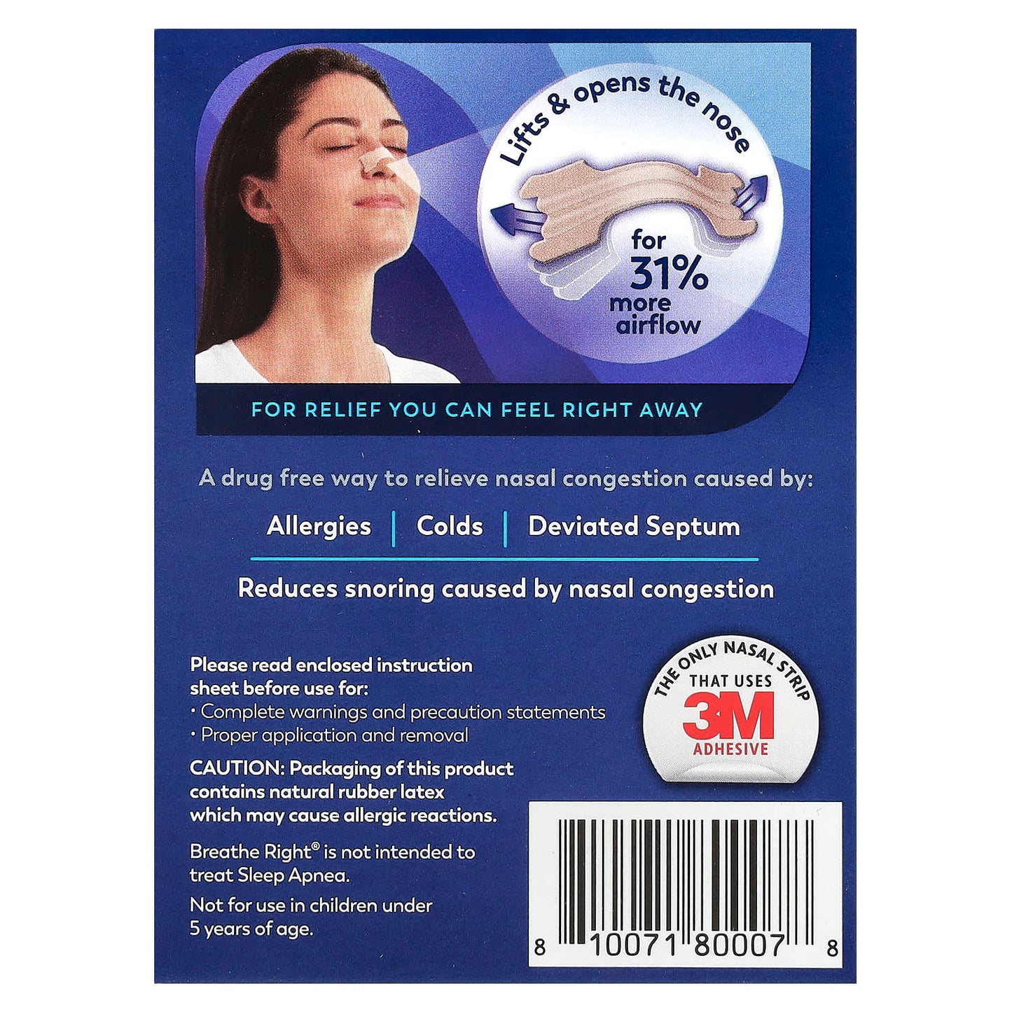 Relieve Nasal Congestion with Breathe Right Nasal Strips - Large, 30 Strips - Image 2
